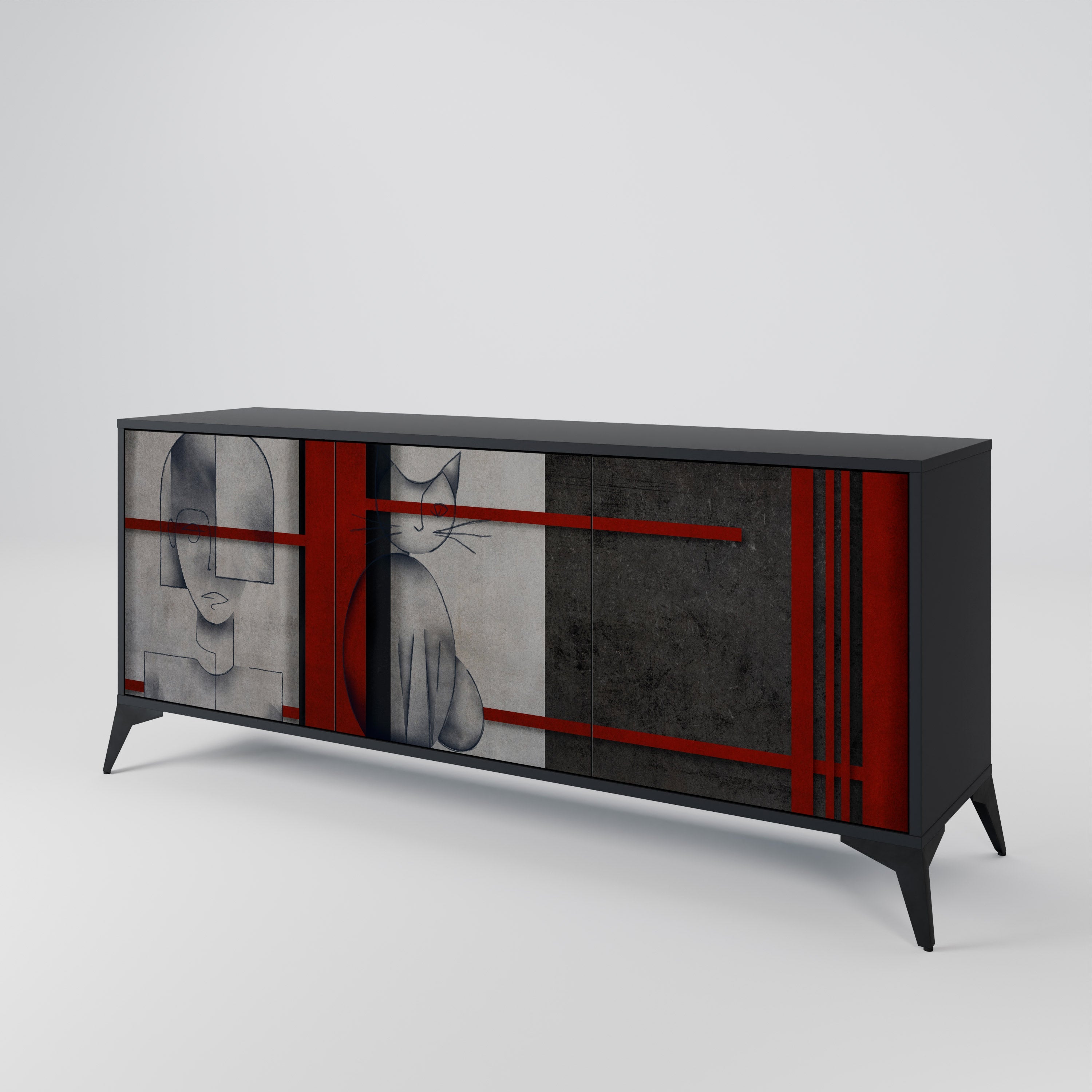 GRAY FIGURES 3-türiges Sideboard in Schwarz