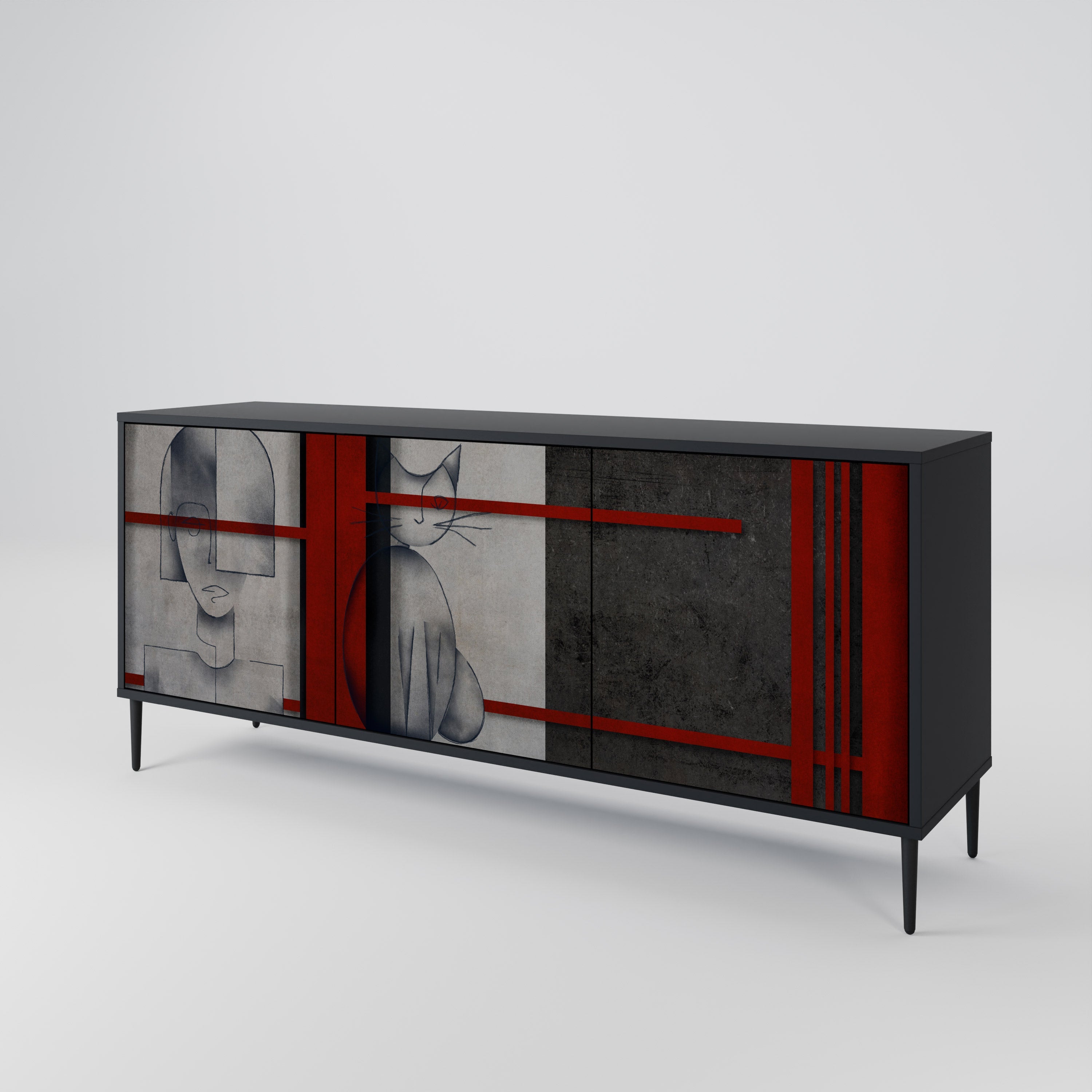 GRAY FIGURES 3-türiges Sideboard in Schwarz