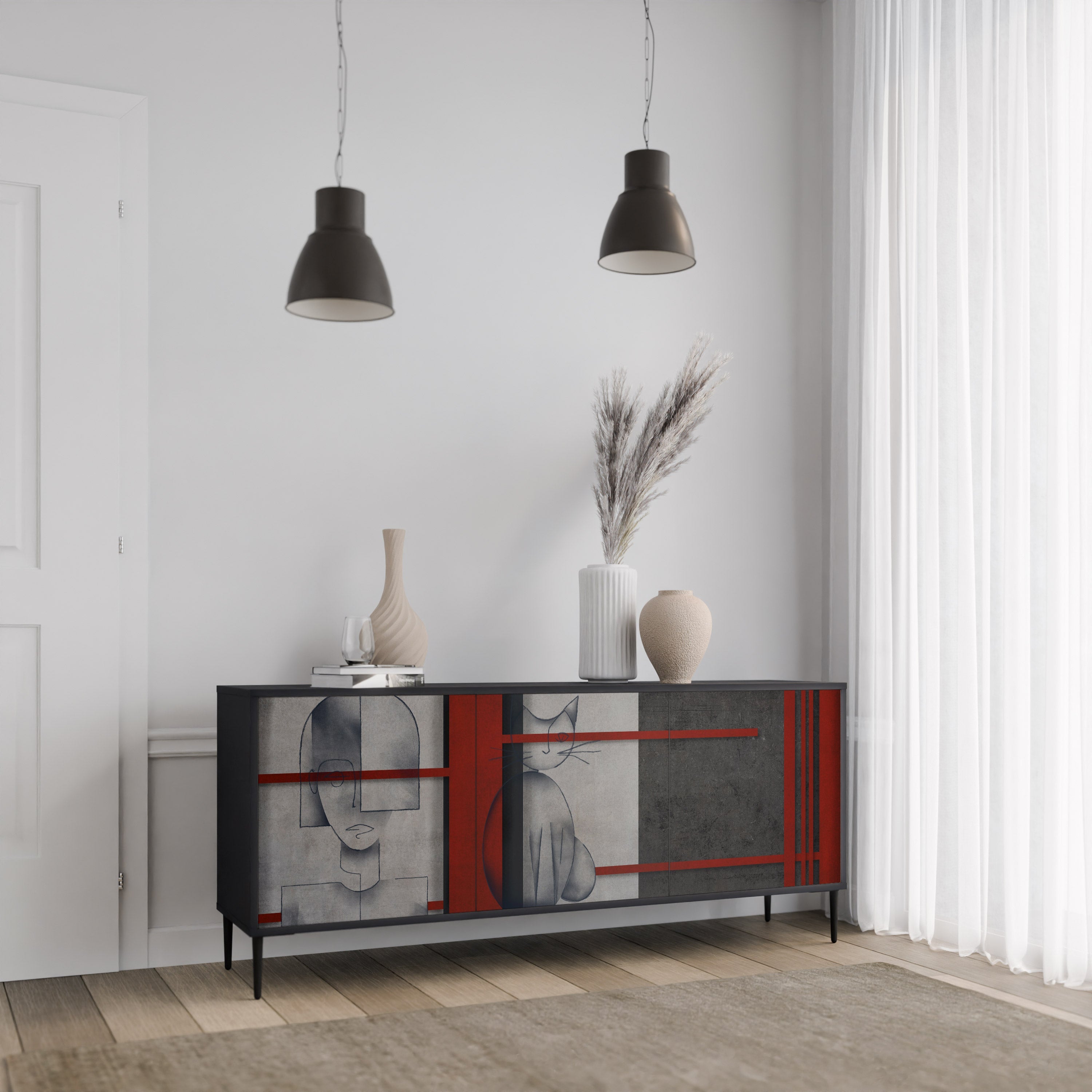 GRAY FIGURES 3-türiges Sideboard in Schwarz