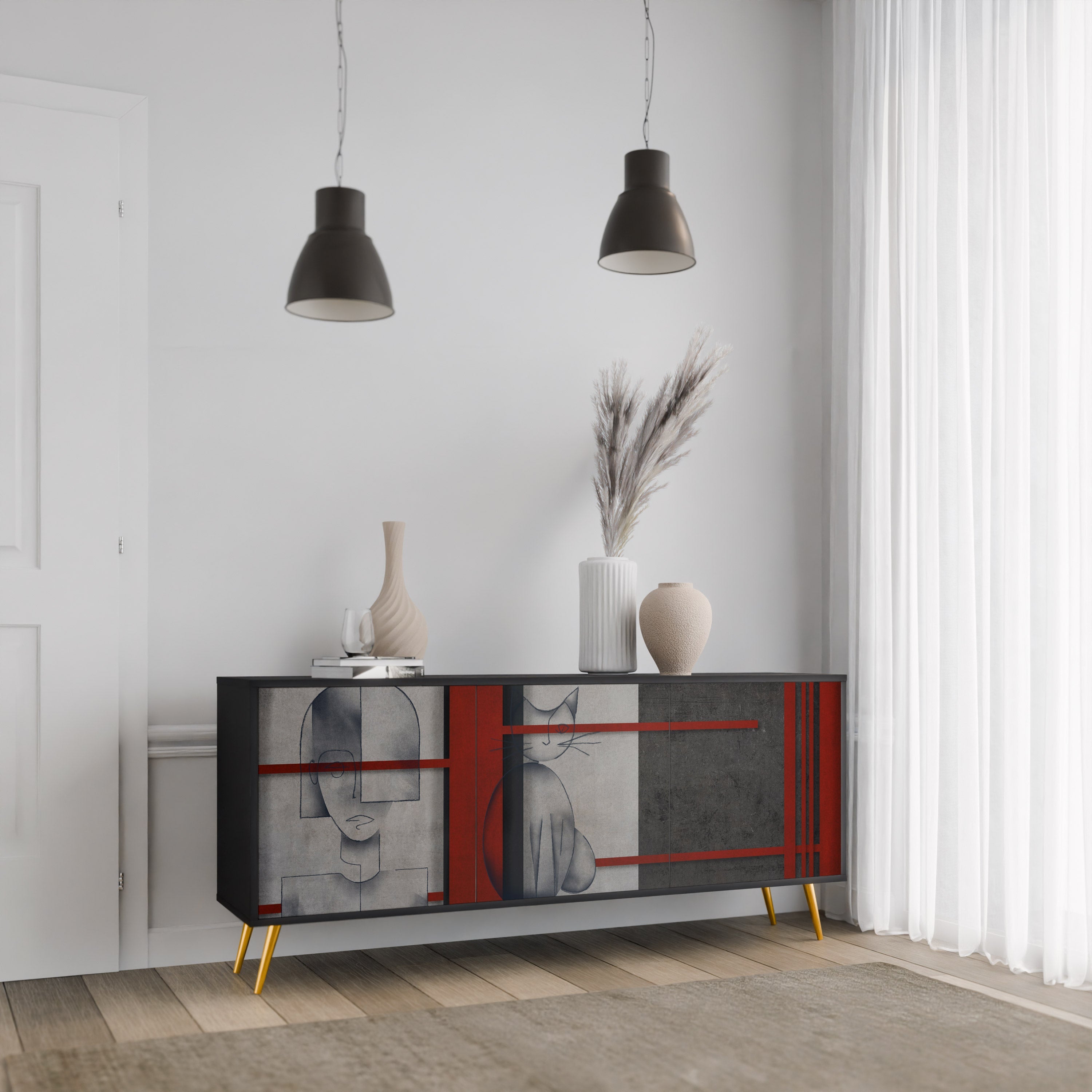 GRAY FIGURES 3-türiges Sideboard in Schwarz