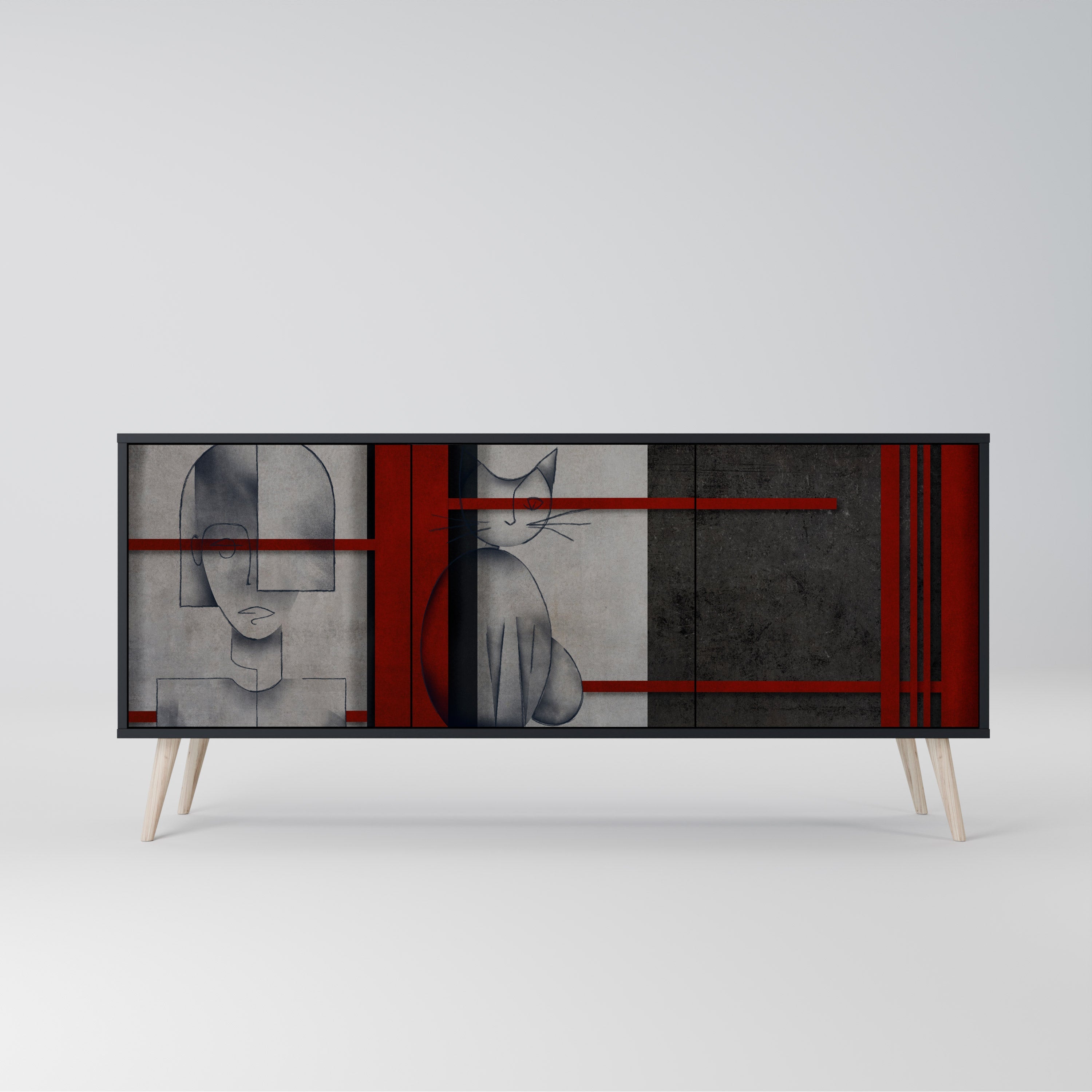 GRAY FIGURES 3-türiges Sideboard in Schwarz