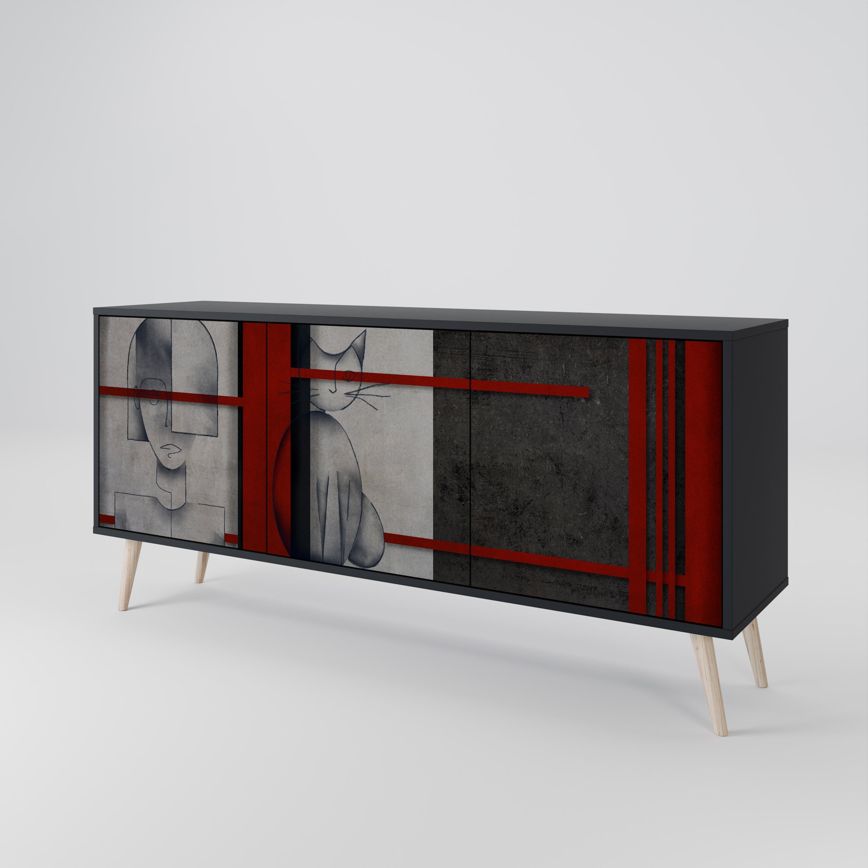 GRAY FIGURES 3-türiges Sideboard in Schwarz