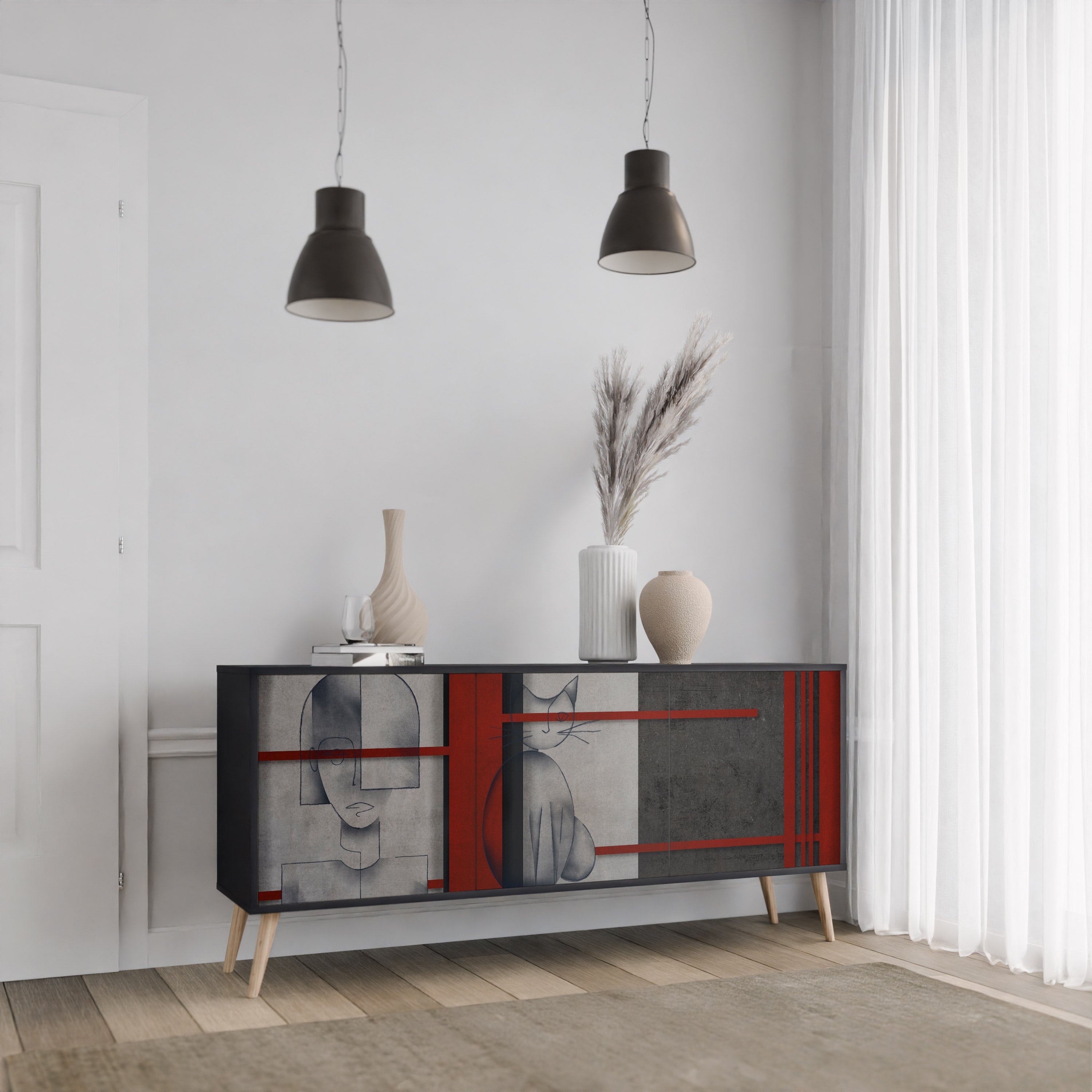 GRAY FIGURES 3-türiges Sideboard in Schwarz