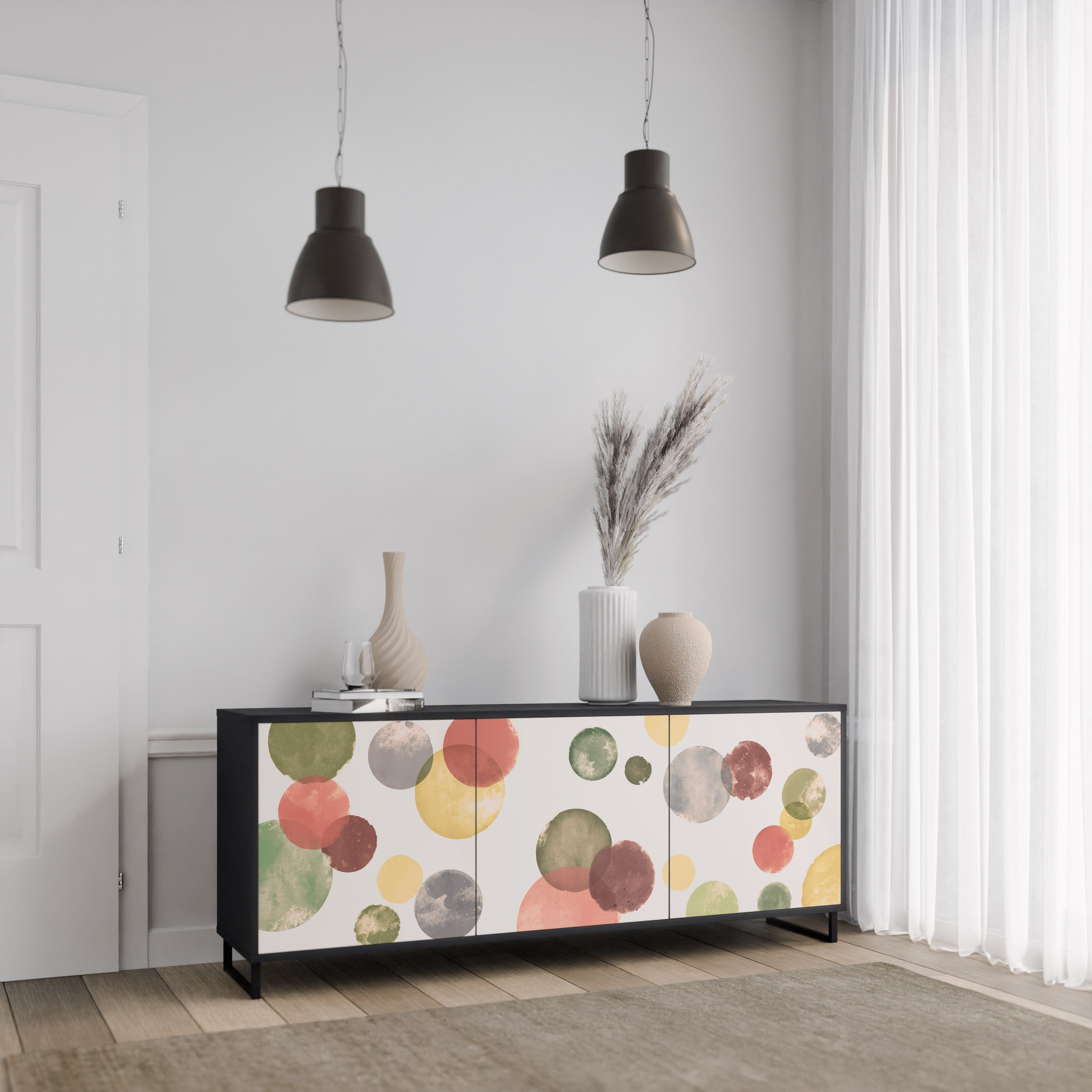 FLEETING HAPPINESS 3-türiges Sideboard in Schwarz