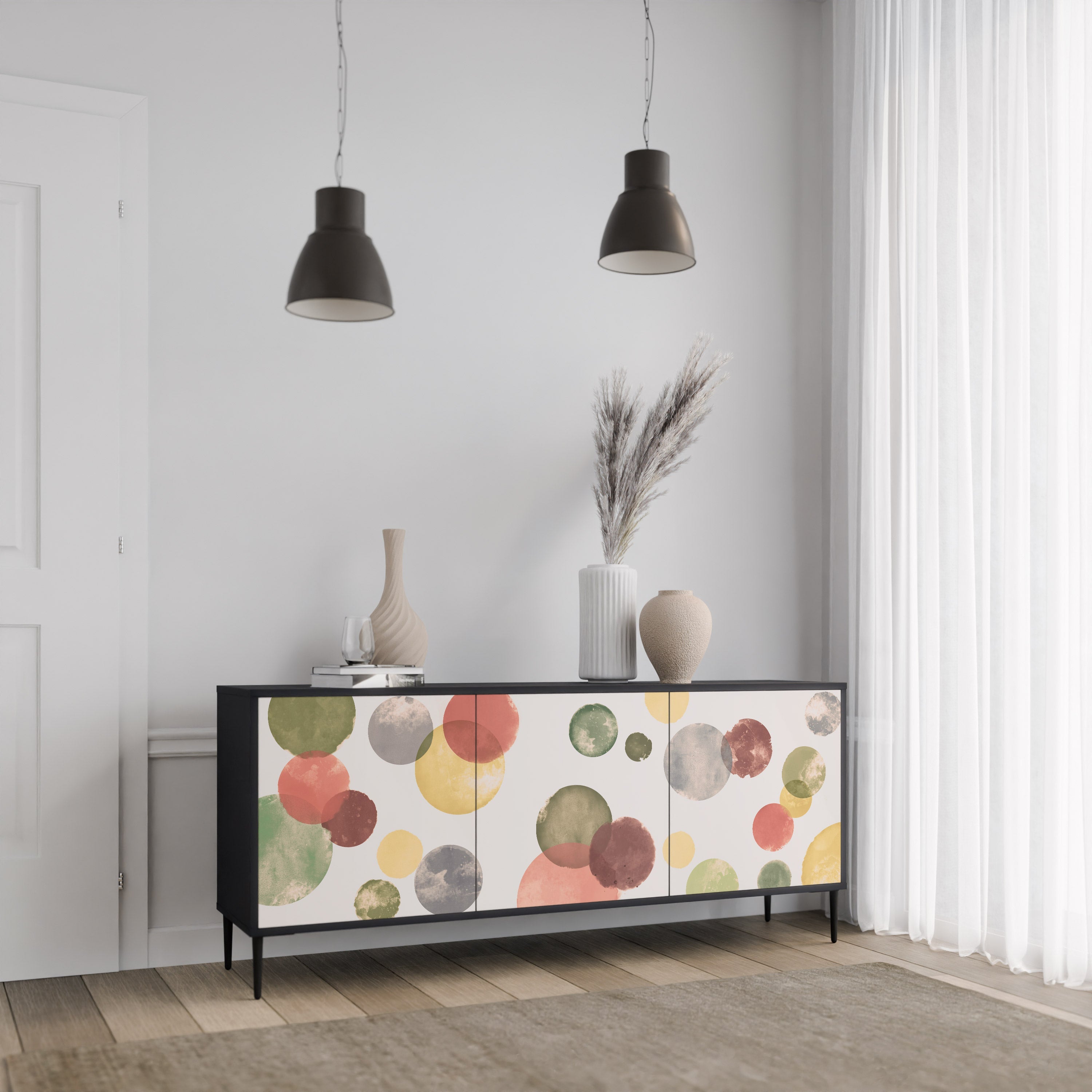 FLEETING HAPPINESS 3-türiges Sideboard in Schwarz