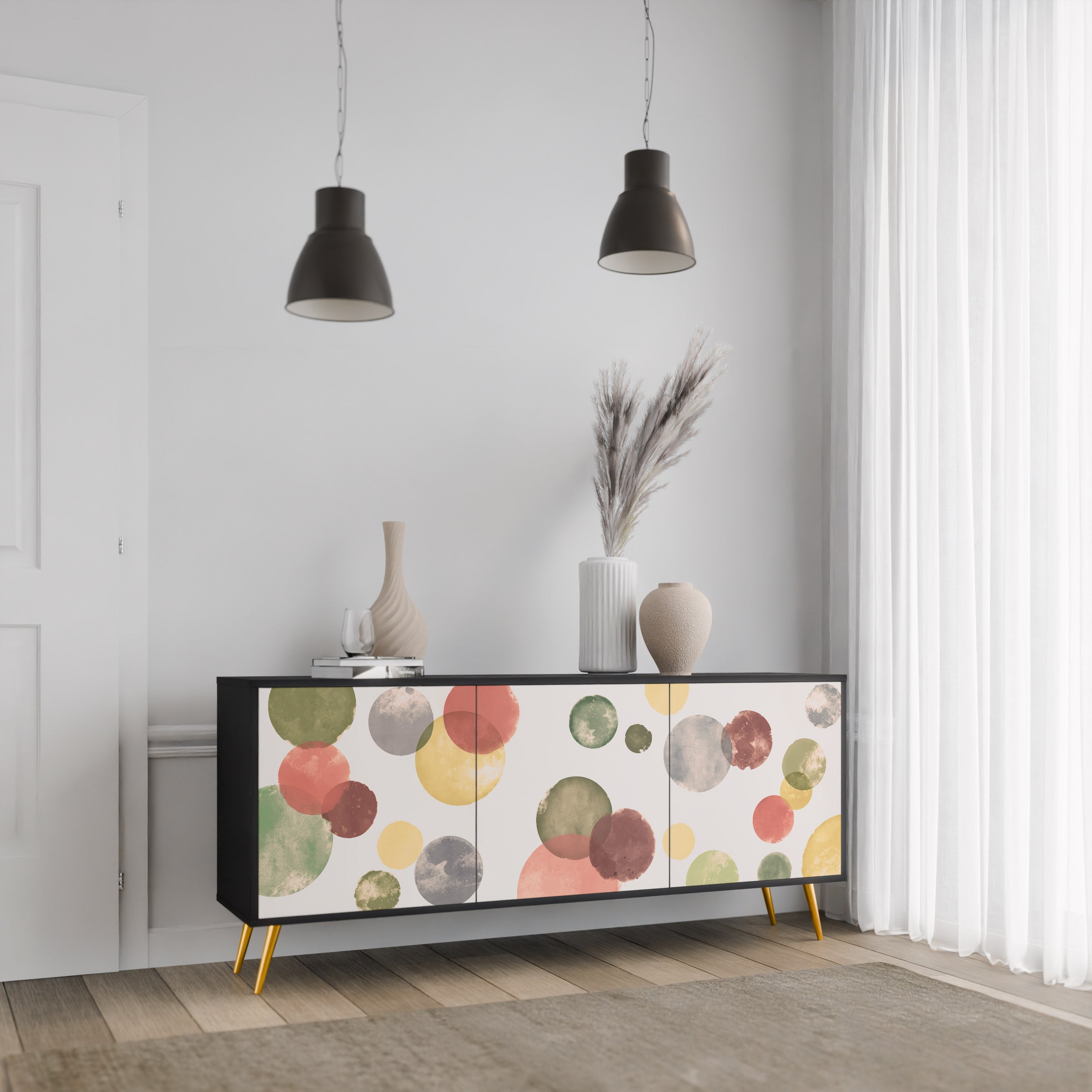 FLEETING HAPPINESS 3-türiges Sideboard in Schwarz