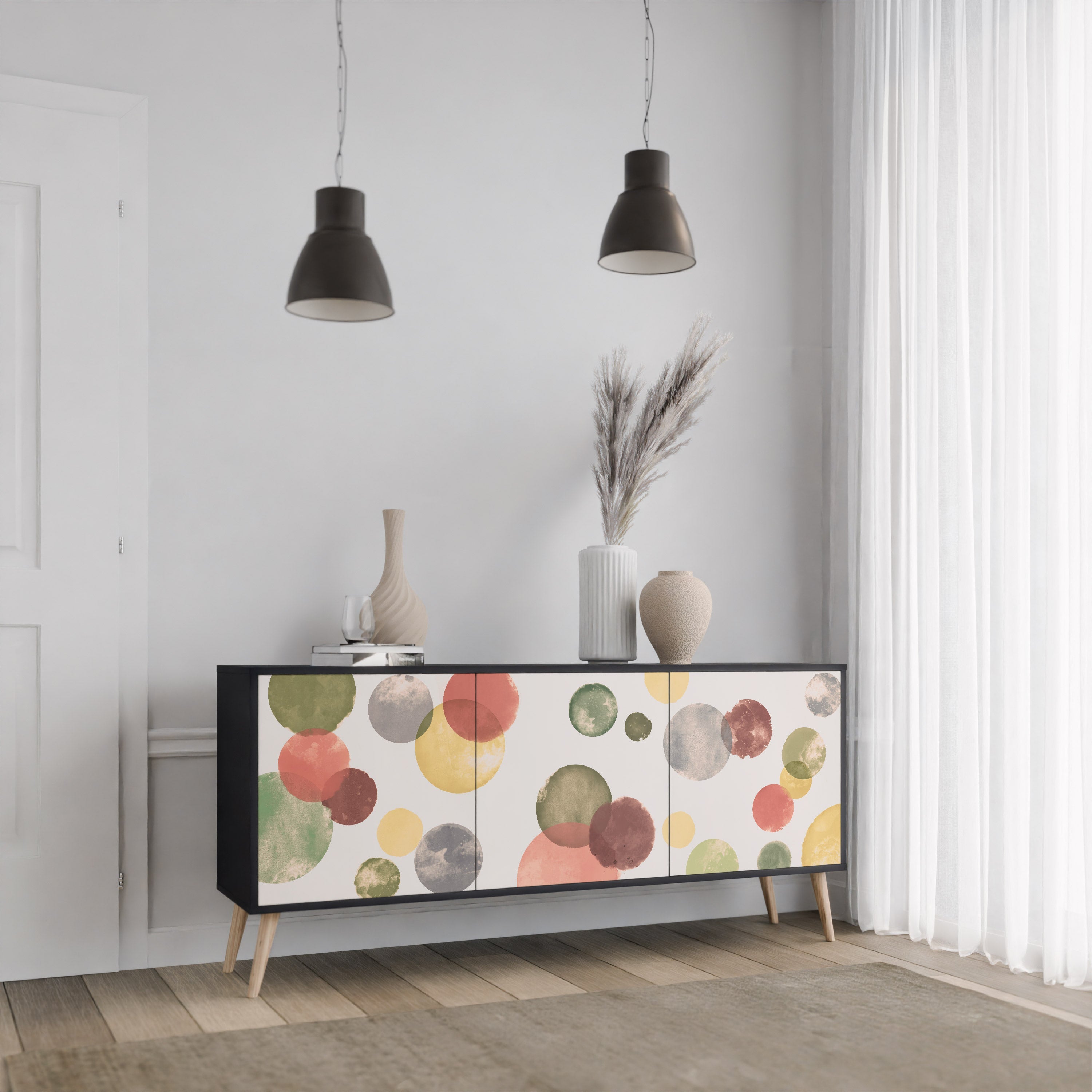 FLEETING HAPPINESS 3-türiges Sideboard in Schwarz