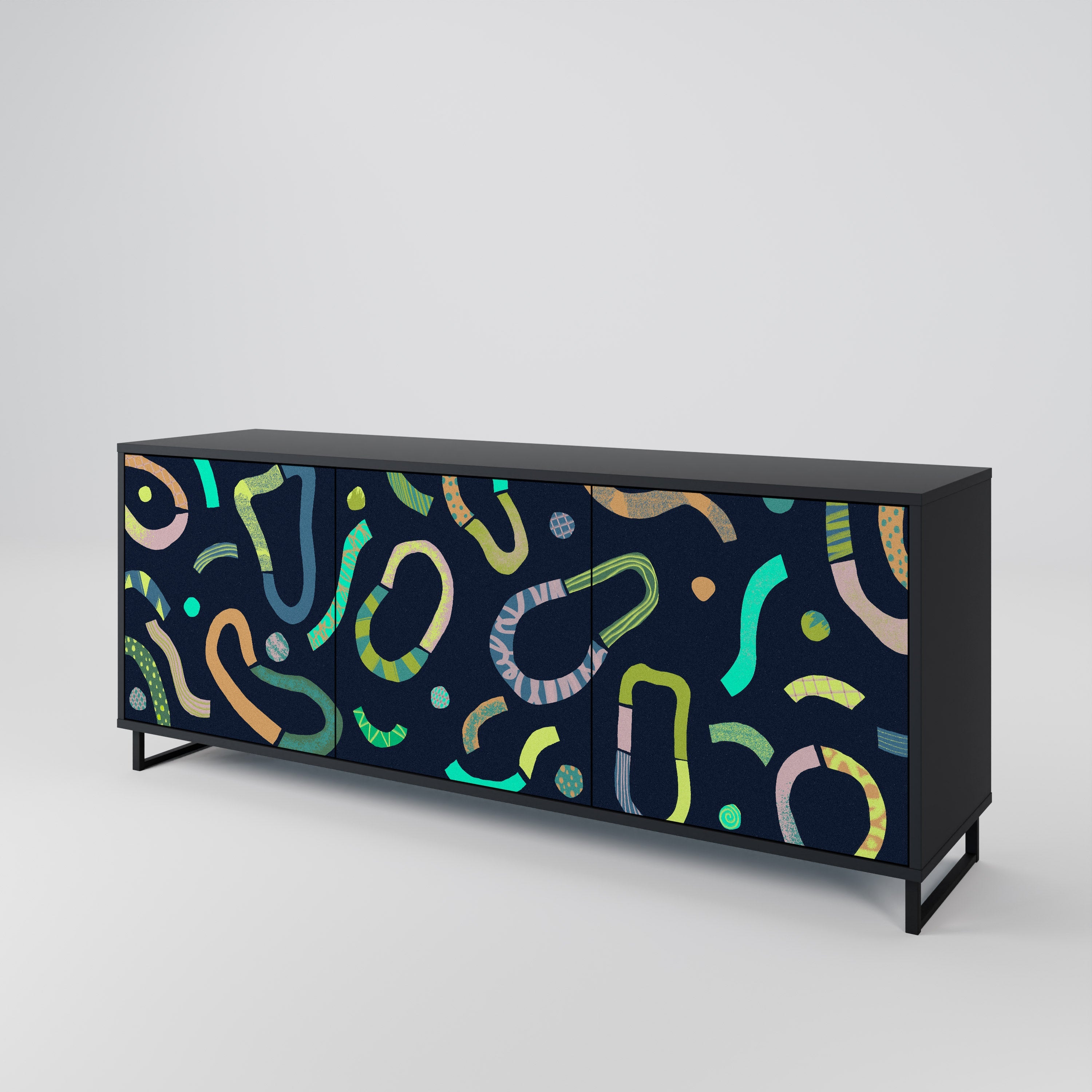 CONTRAST DANCE 3-türiges Sideboard in Schwarz