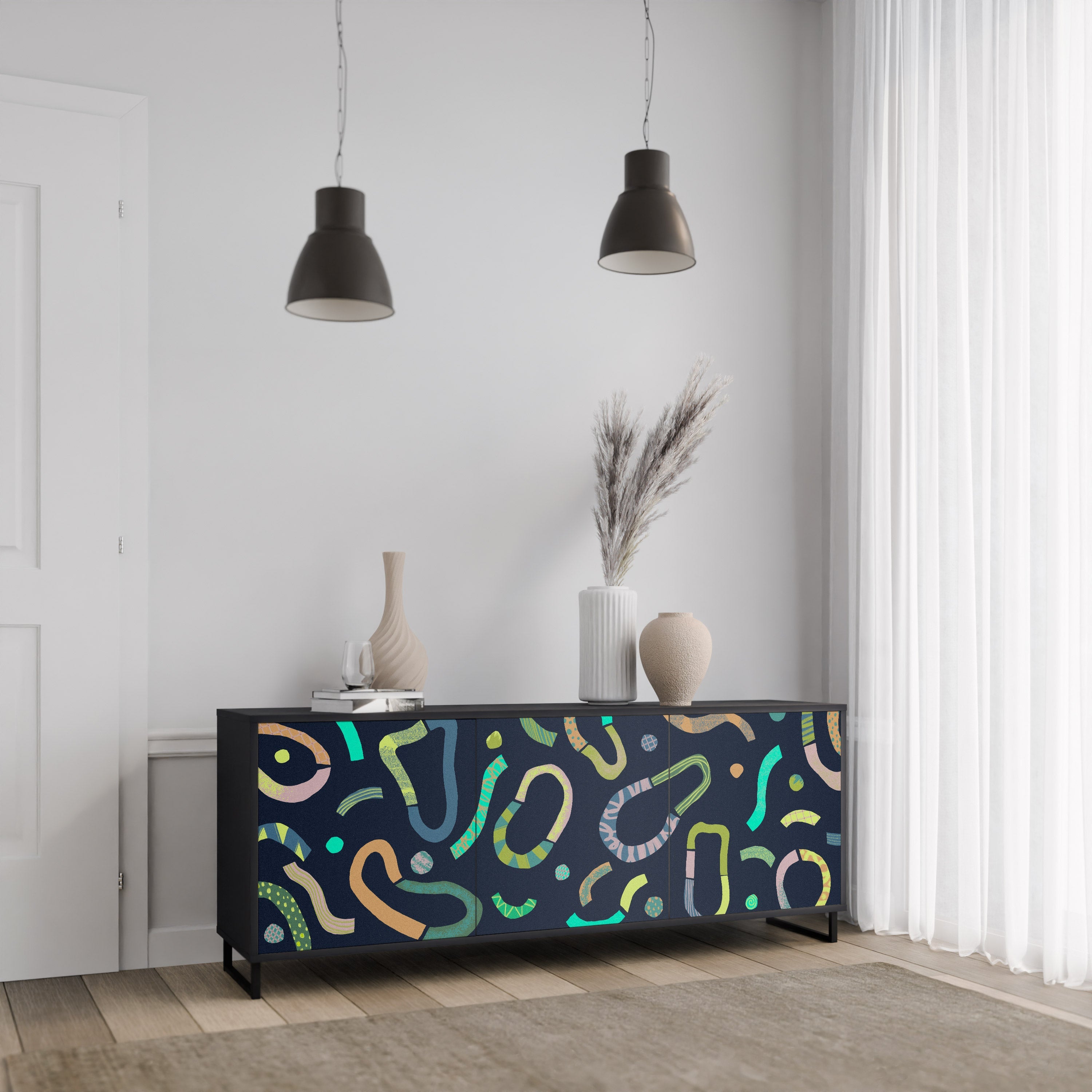 CONTRAST DANCE 3-türiges Sideboard in Schwarz
