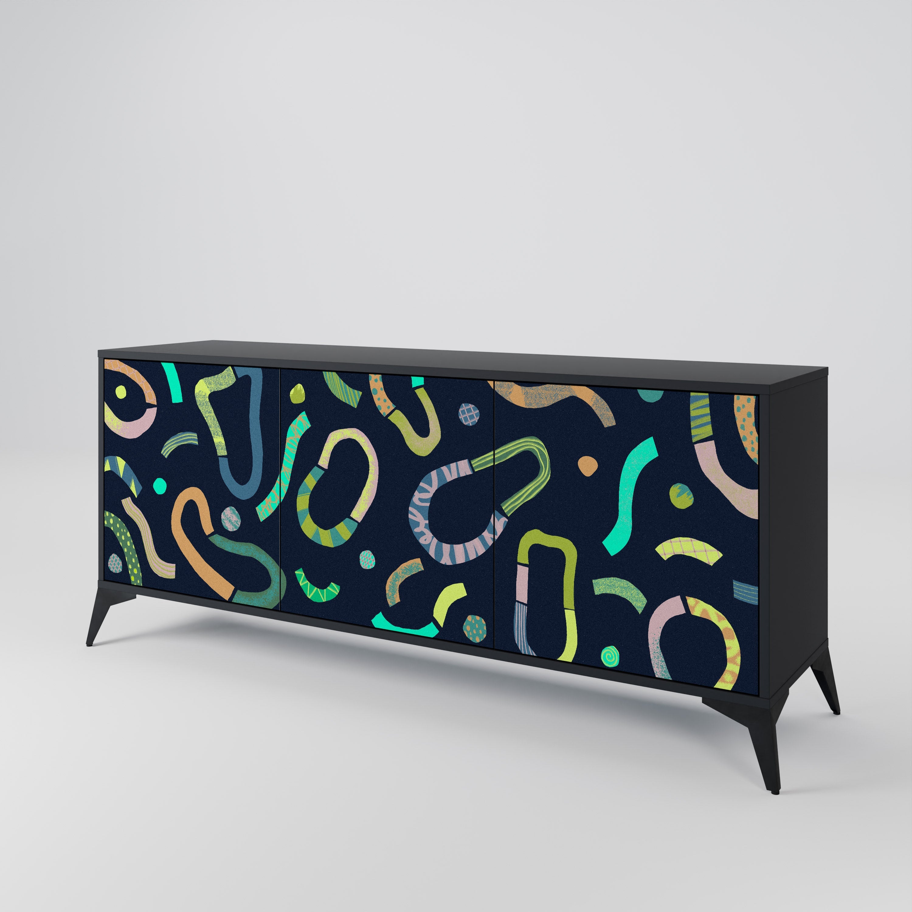 CONTRAST DANCE 3-türiges Sideboard in Schwarz