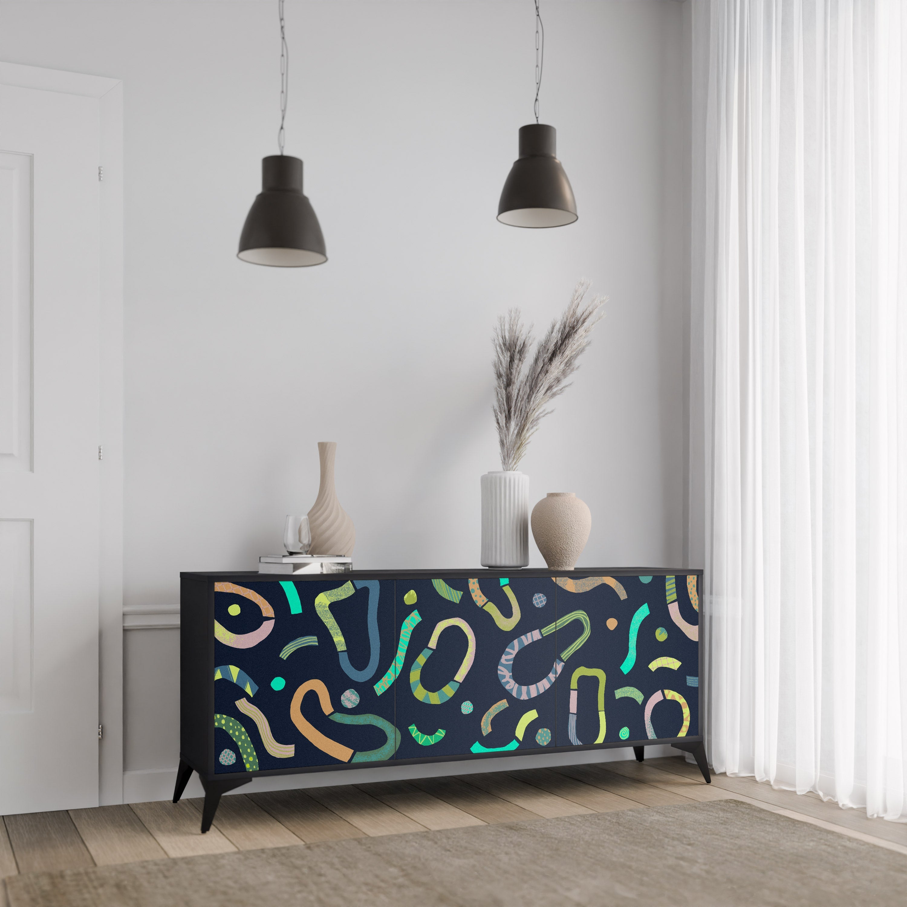 CONTRAST DANCE 3-türiges Sideboard in Schwarz