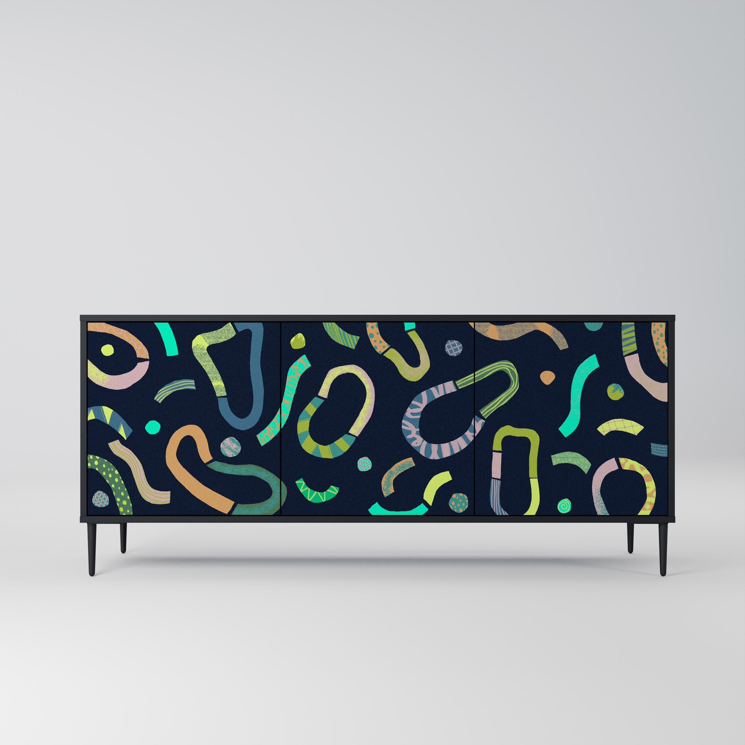 CONTRAST DANCE 3-türiges Sideboard in Schwarz