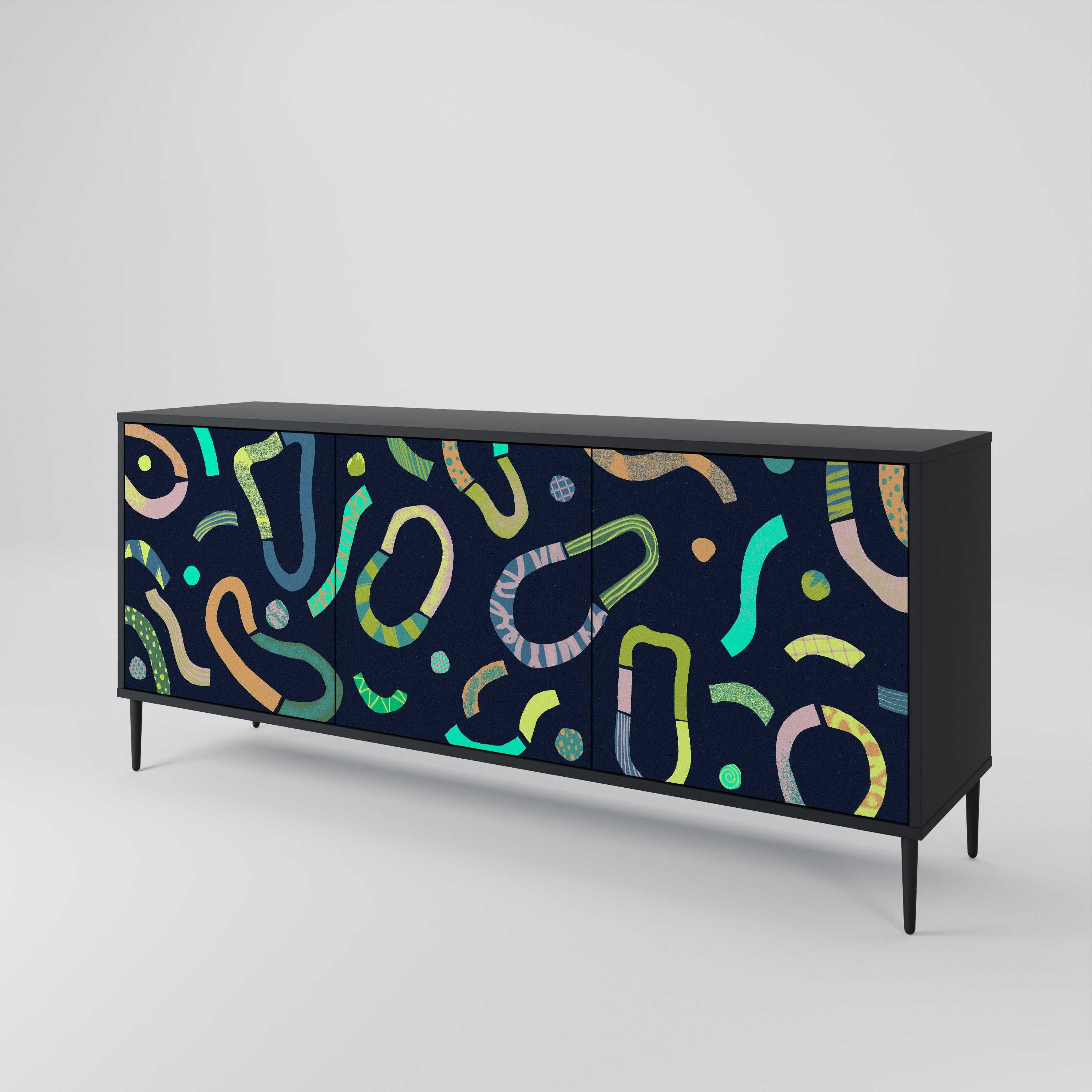 CONTRAST DANCE 3-türiges Sideboard in Schwarz