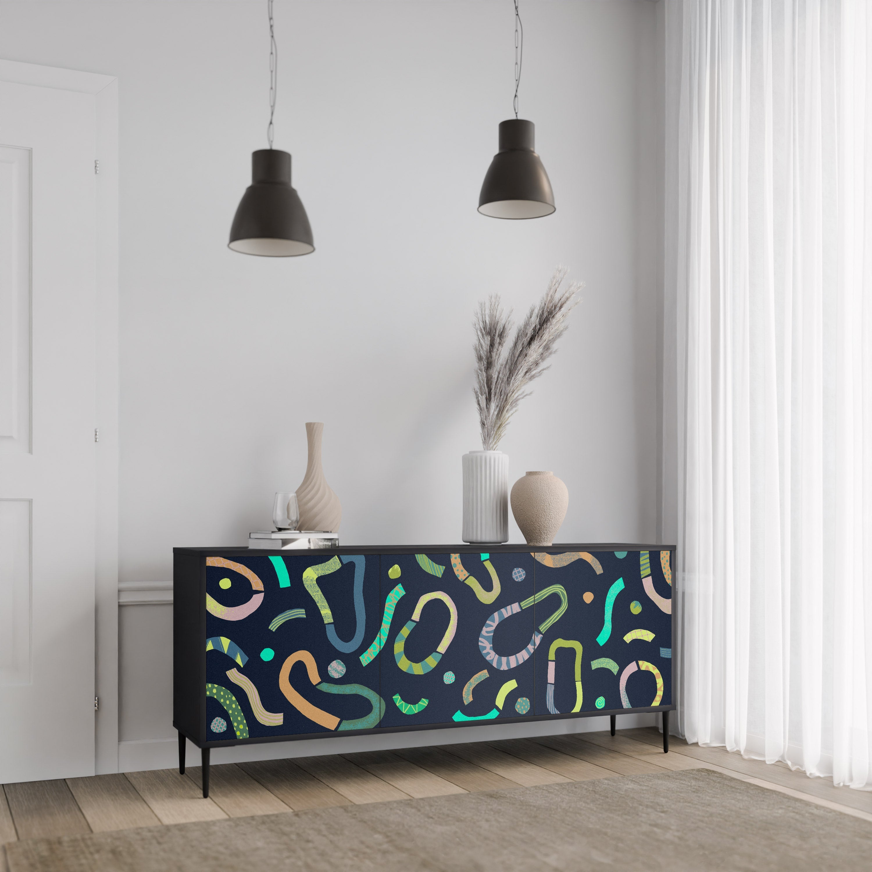 CONTRAST DANCE 3-türiges Sideboard in Schwarz