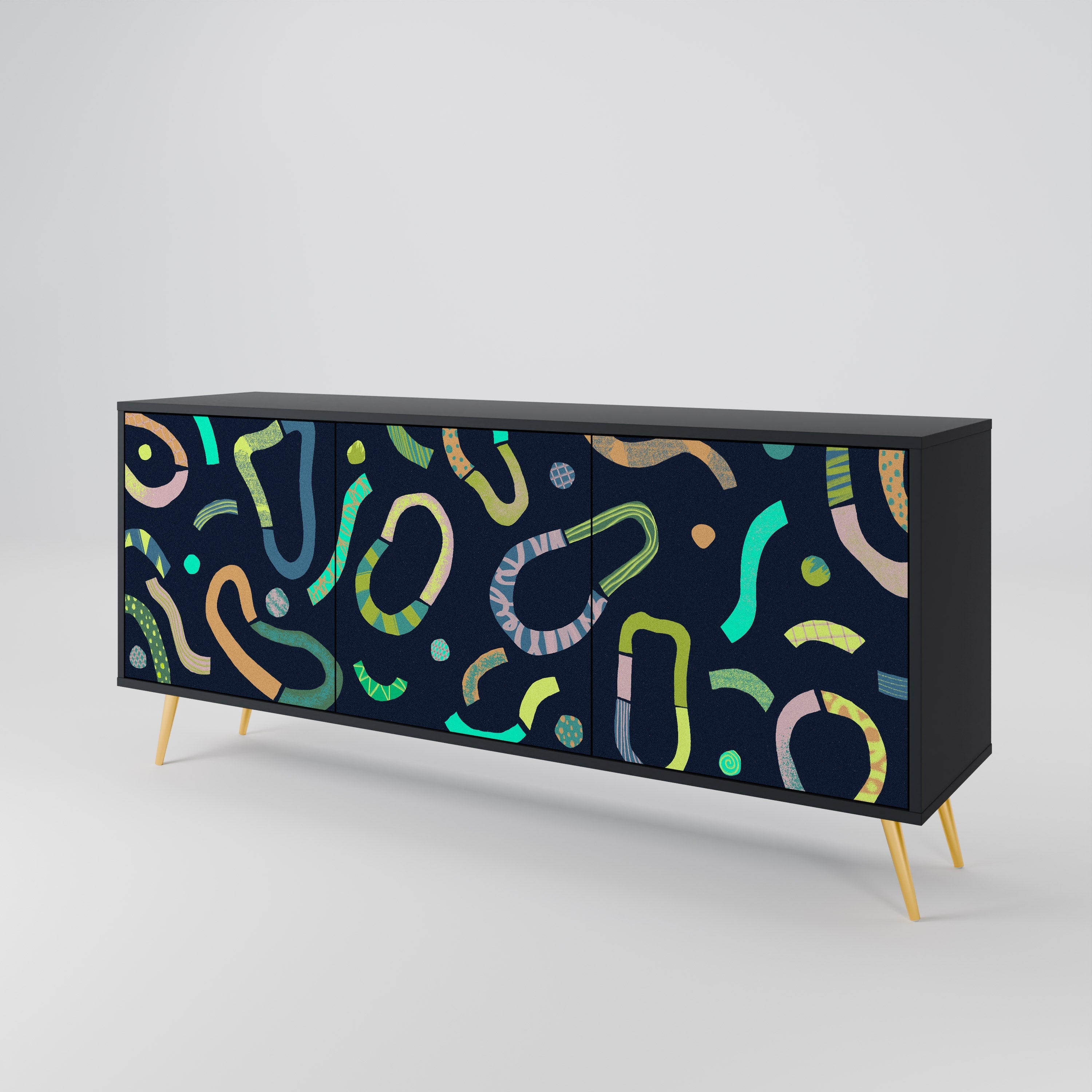 CONTRAST DANCE 3-türiges Sideboard in Schwarz