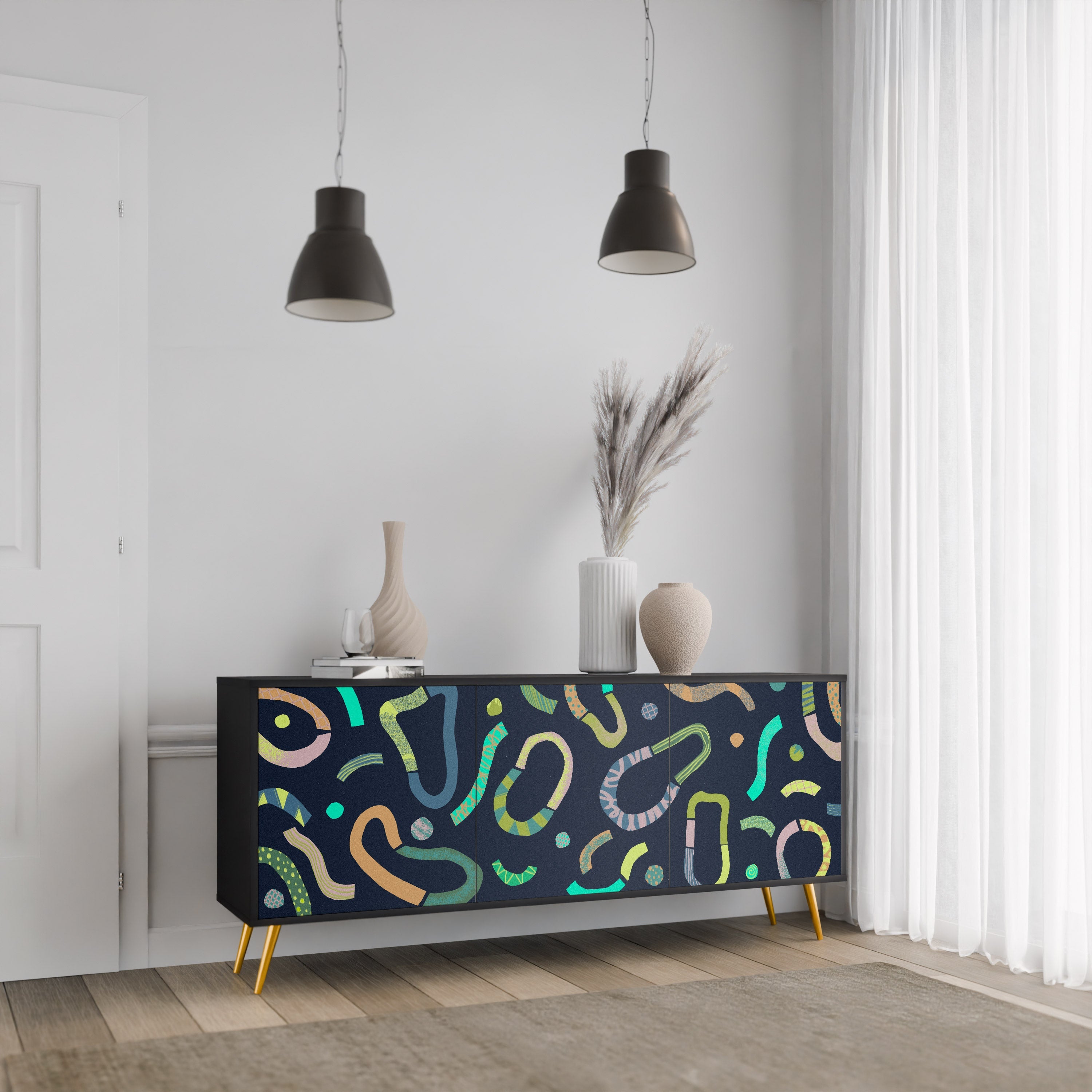 CONTRAST DANCE 3-türiges Sideboard in Schwarz