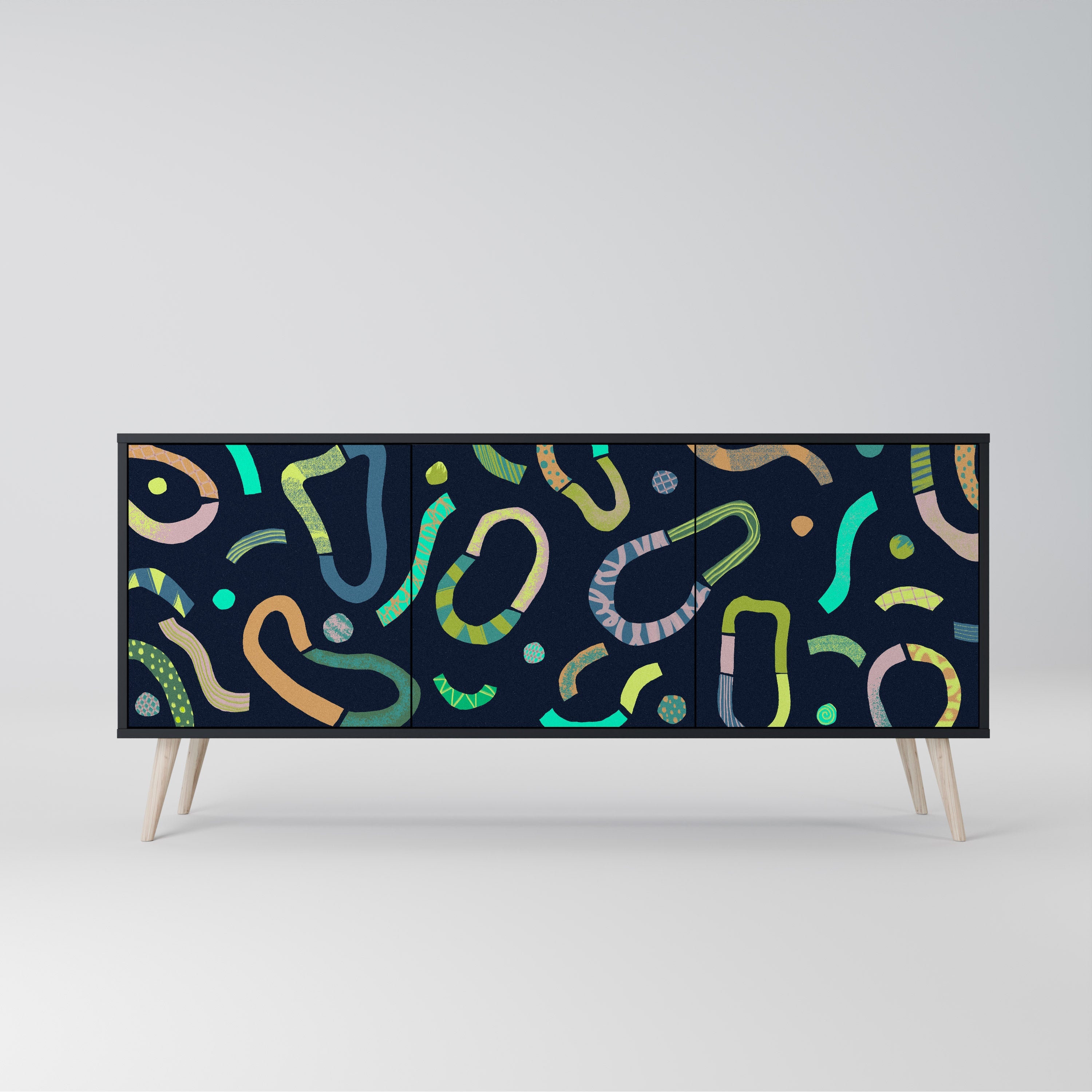 CONTRAST DANCE 3-türiges Sideboard in Schwarz