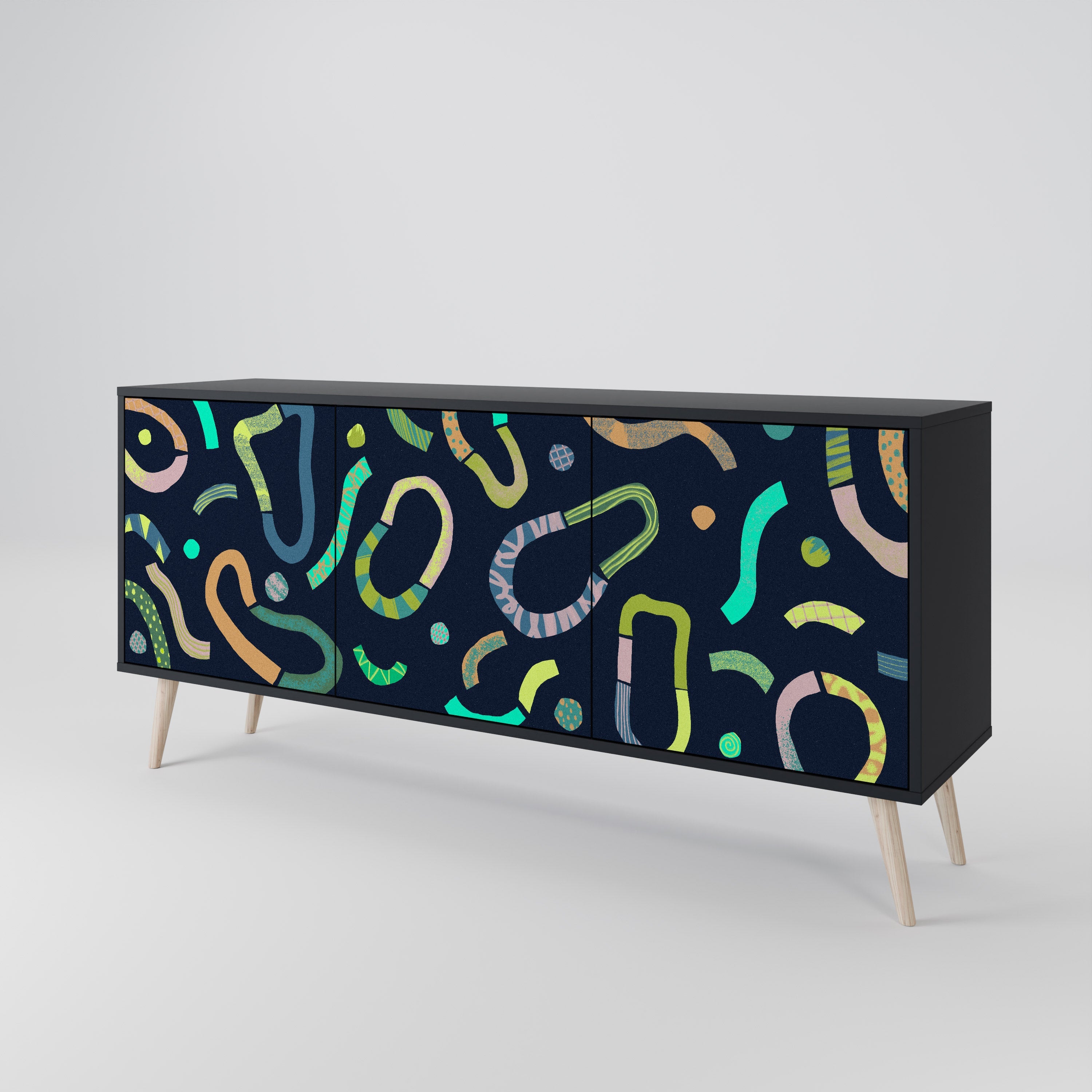 CONTRAST DANCE 3-türiges Sideboard in Schwarz