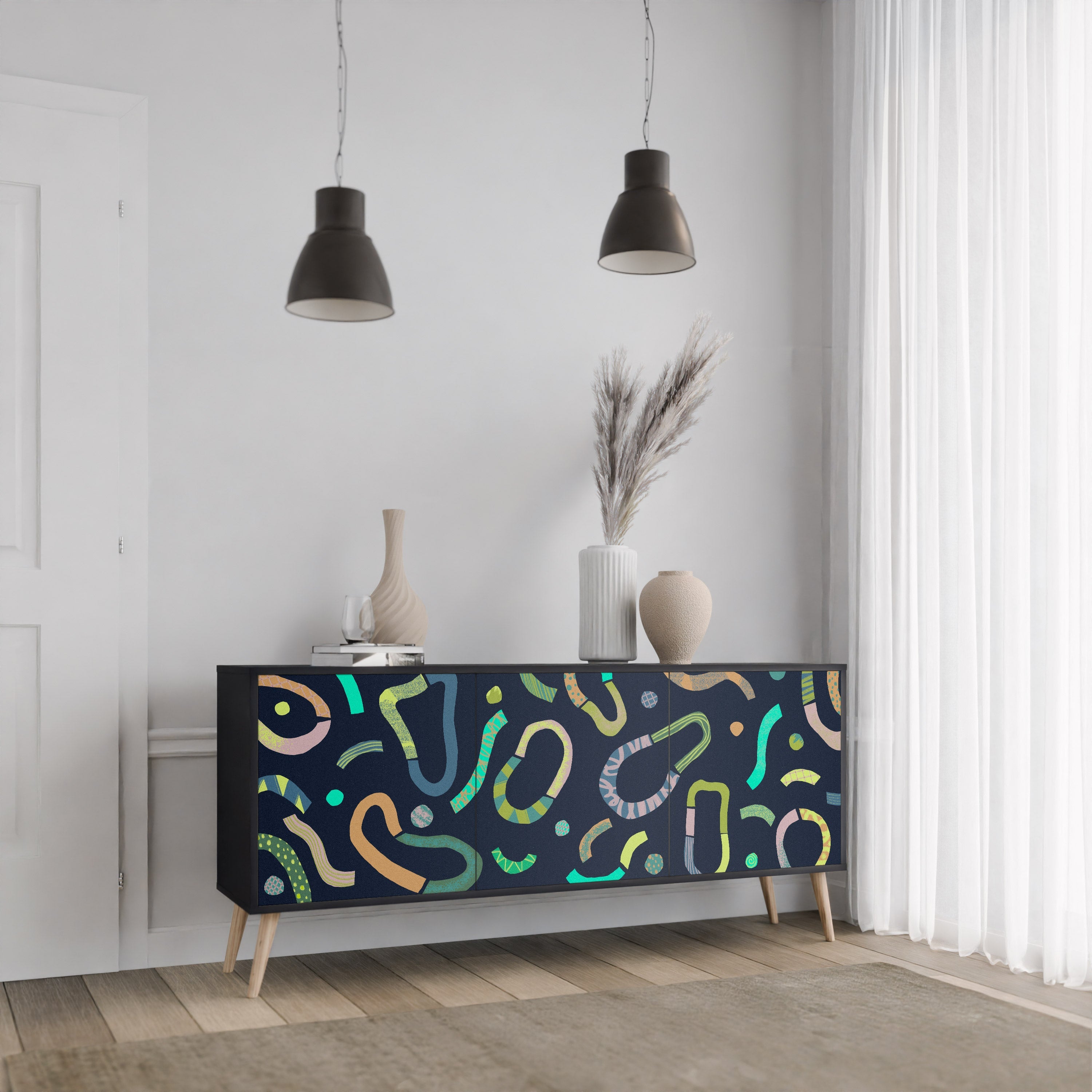 CONTRAST DANCE 3-türiges Sideboard in Schwarz