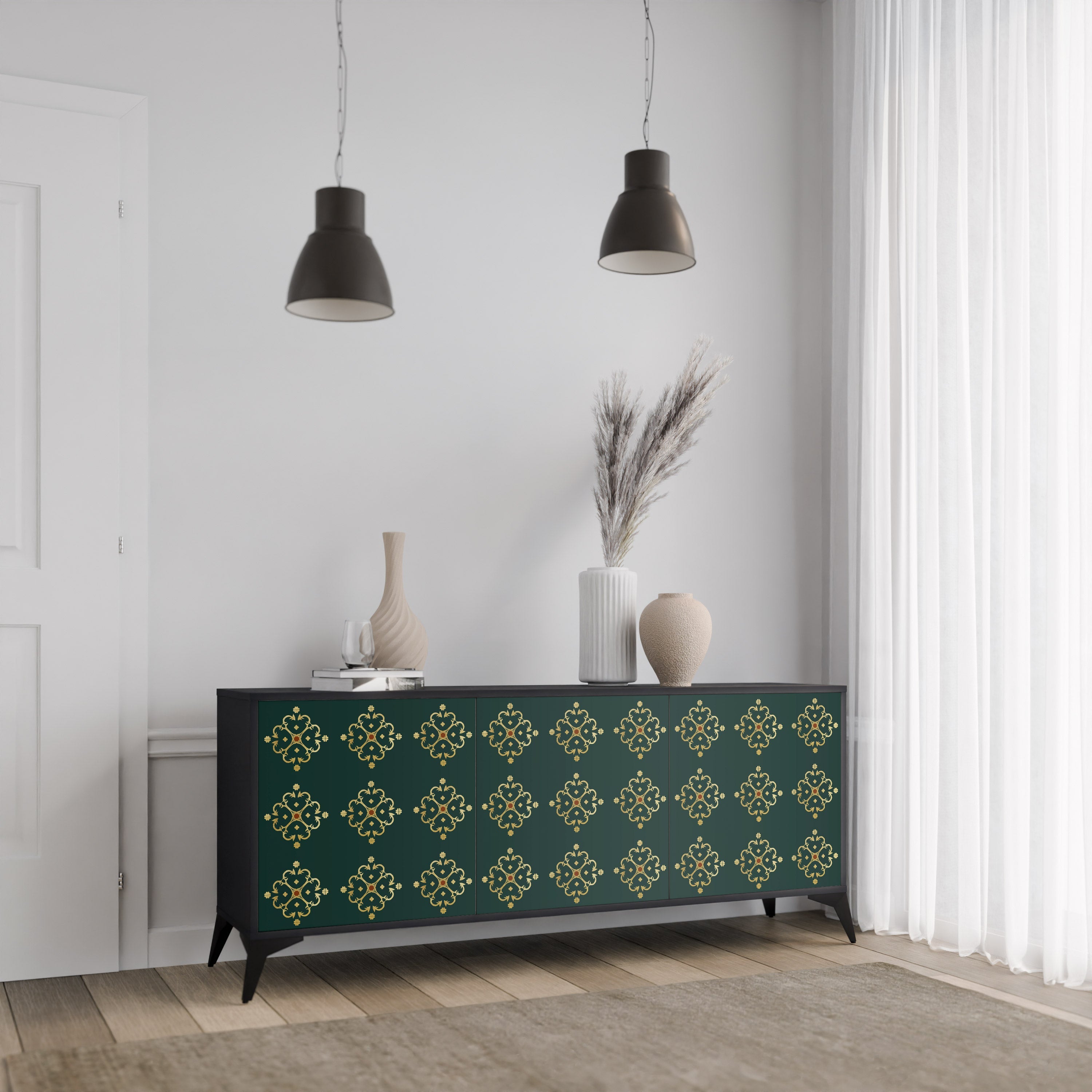 ROYAL MEDALLION Sideboard mit 3 Türen in Schwarz