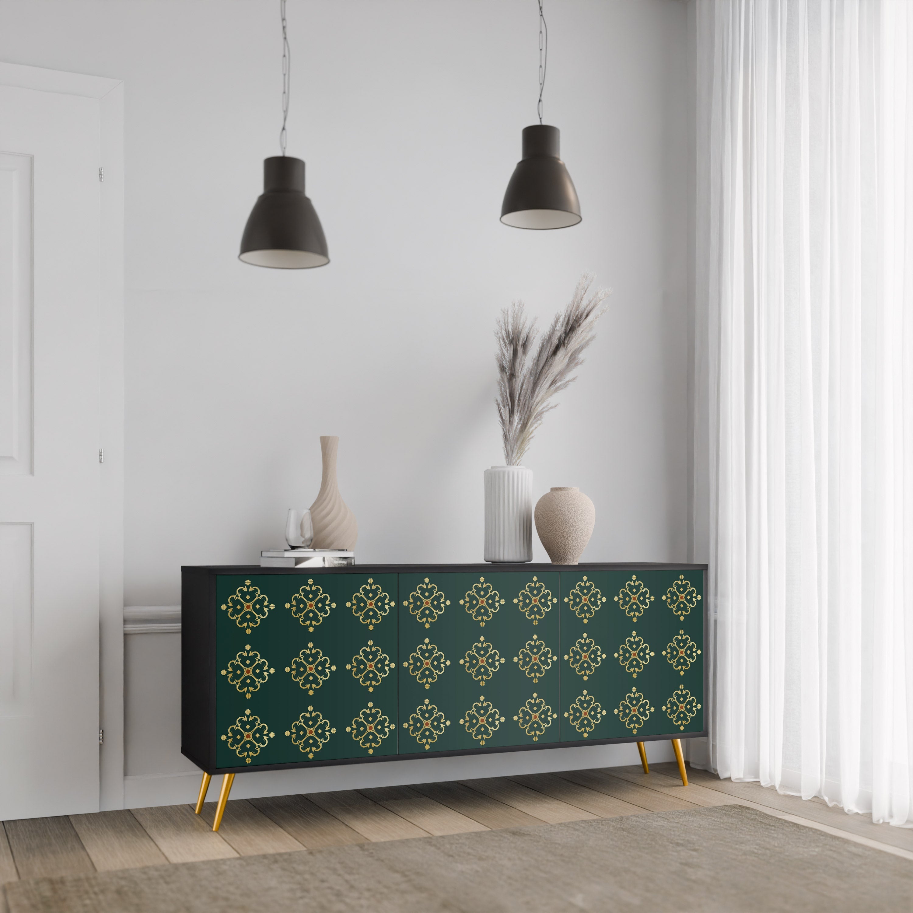ROYAL MEDALLION Sideboard mit 3 Türen in Schwarz