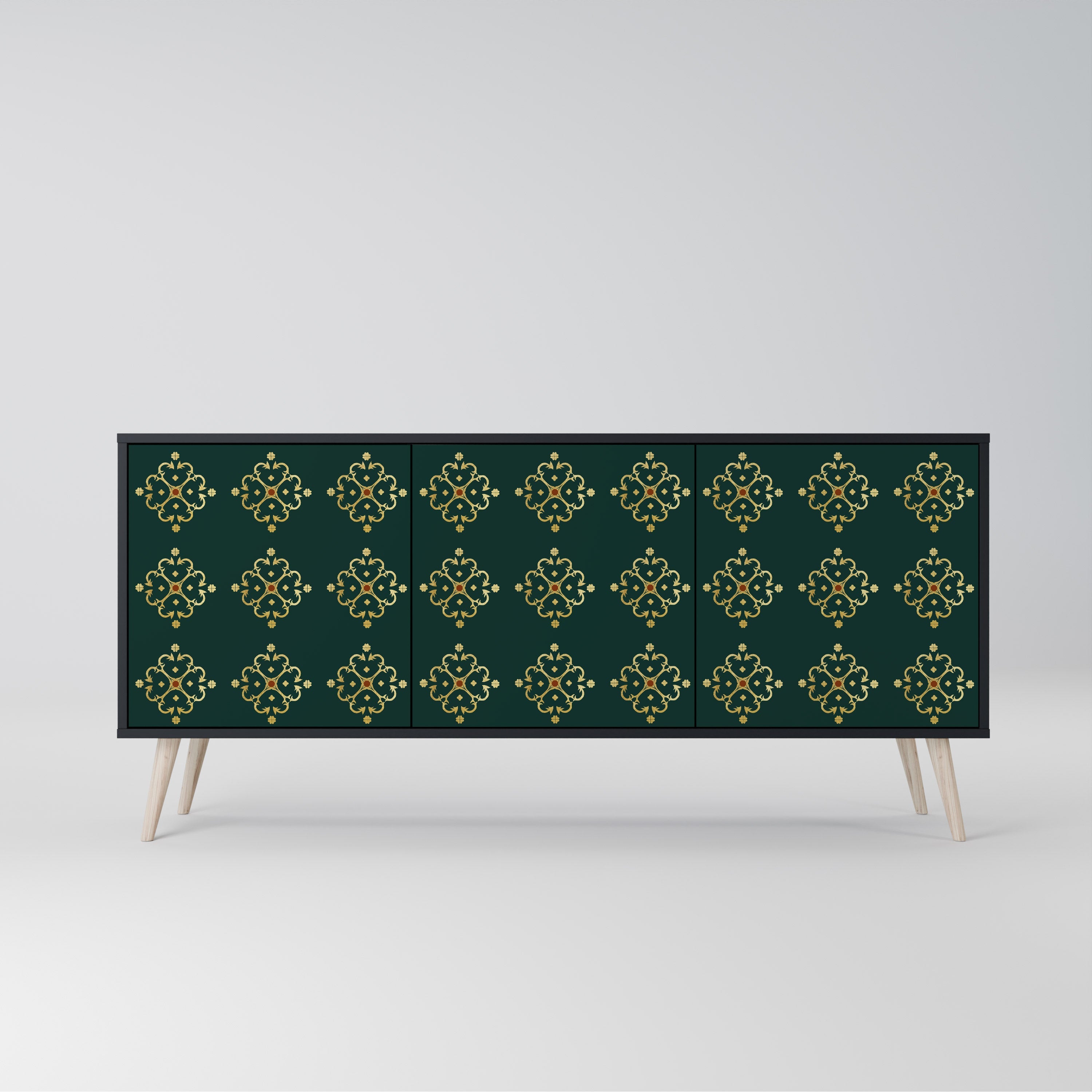 ROYAL MEDALLION Sideboard mit 3 Türen in Schwarz