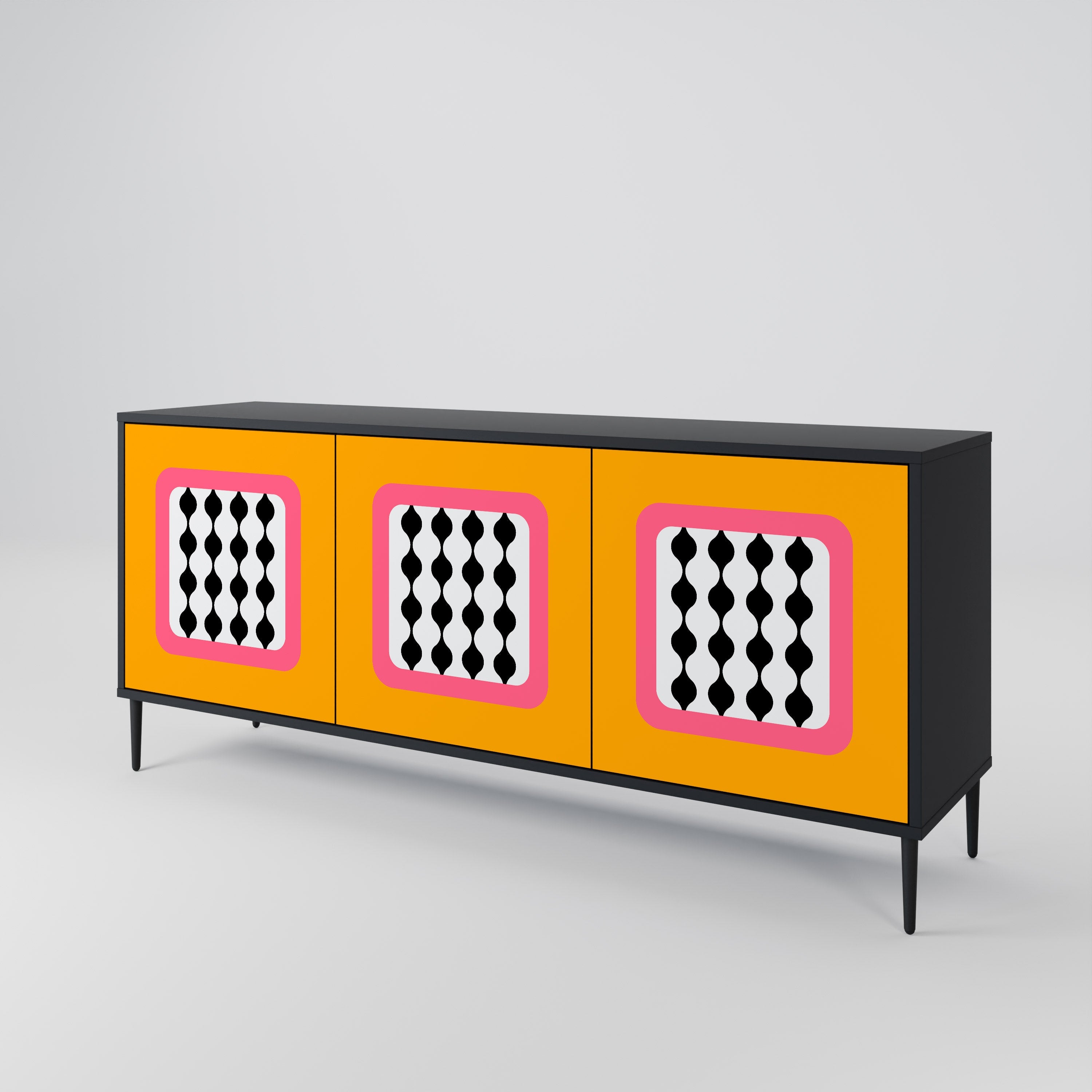 TEARS IN HEAVEN 3-türiges Sideboard in Schwarz
