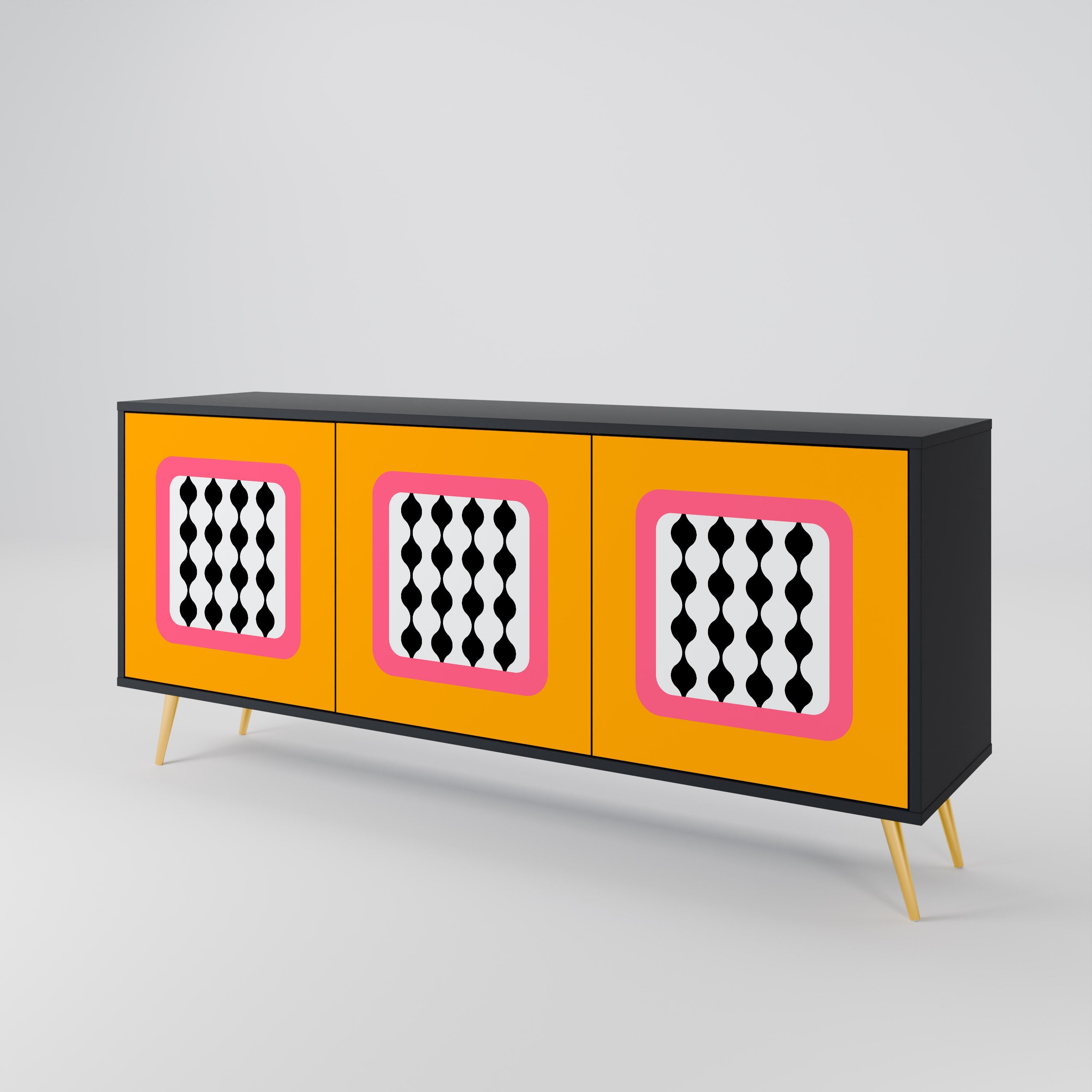 TEARS IN HEAVEN 3-türiges Sideboard in Schwarz