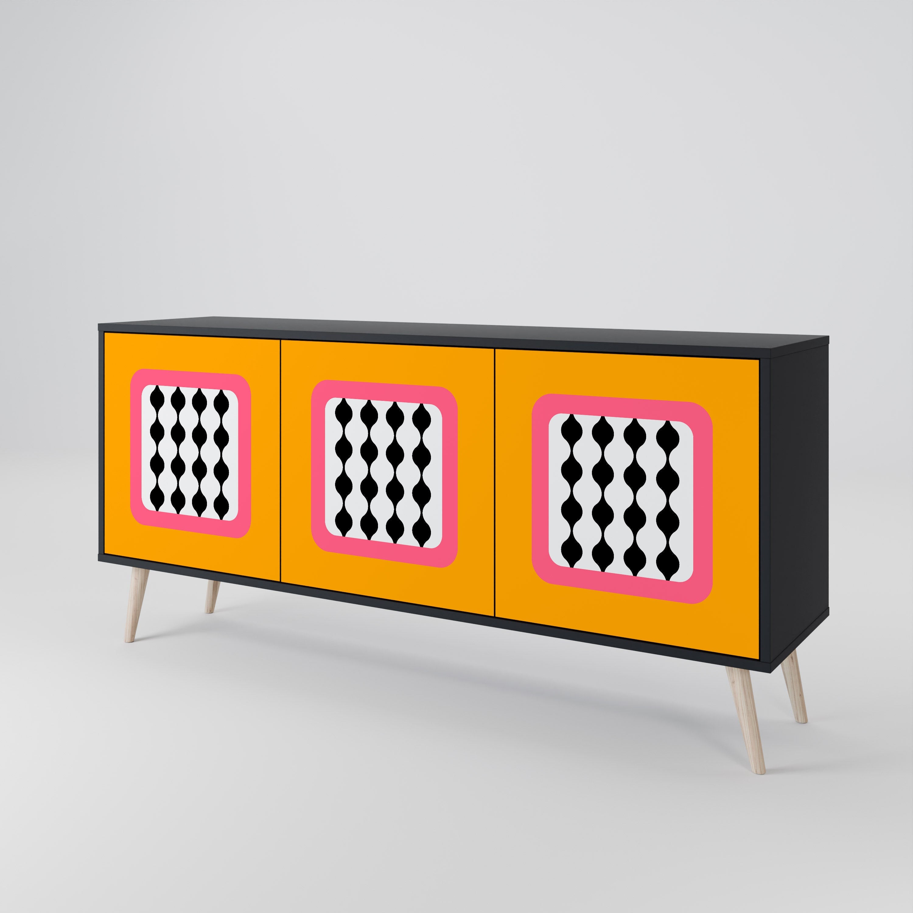 TEARS IN HEAVEN 3-türiges Sideboard in Schwarz