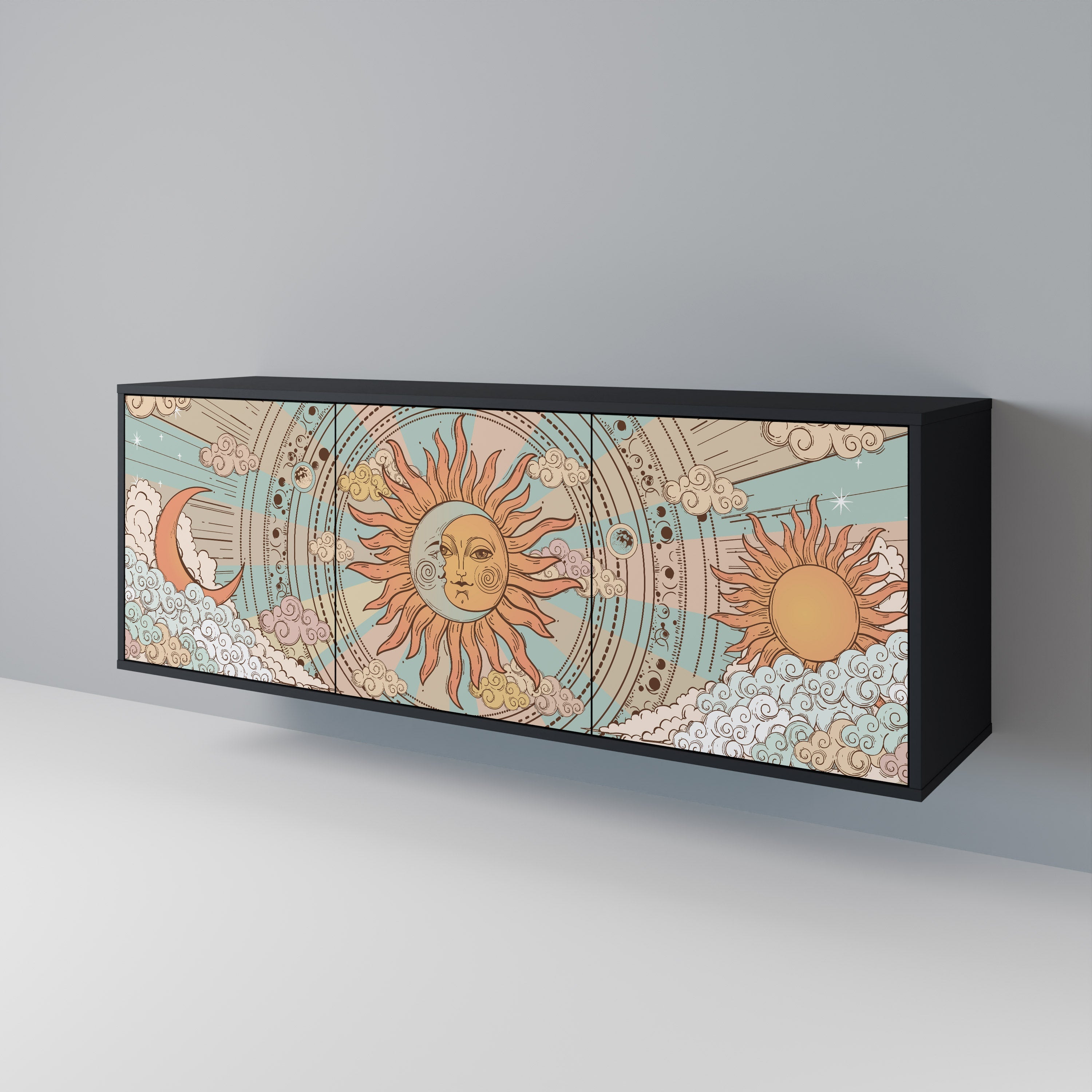 MYSTICAL STRUCTURE 3-türiges Sideboard in Schwarz