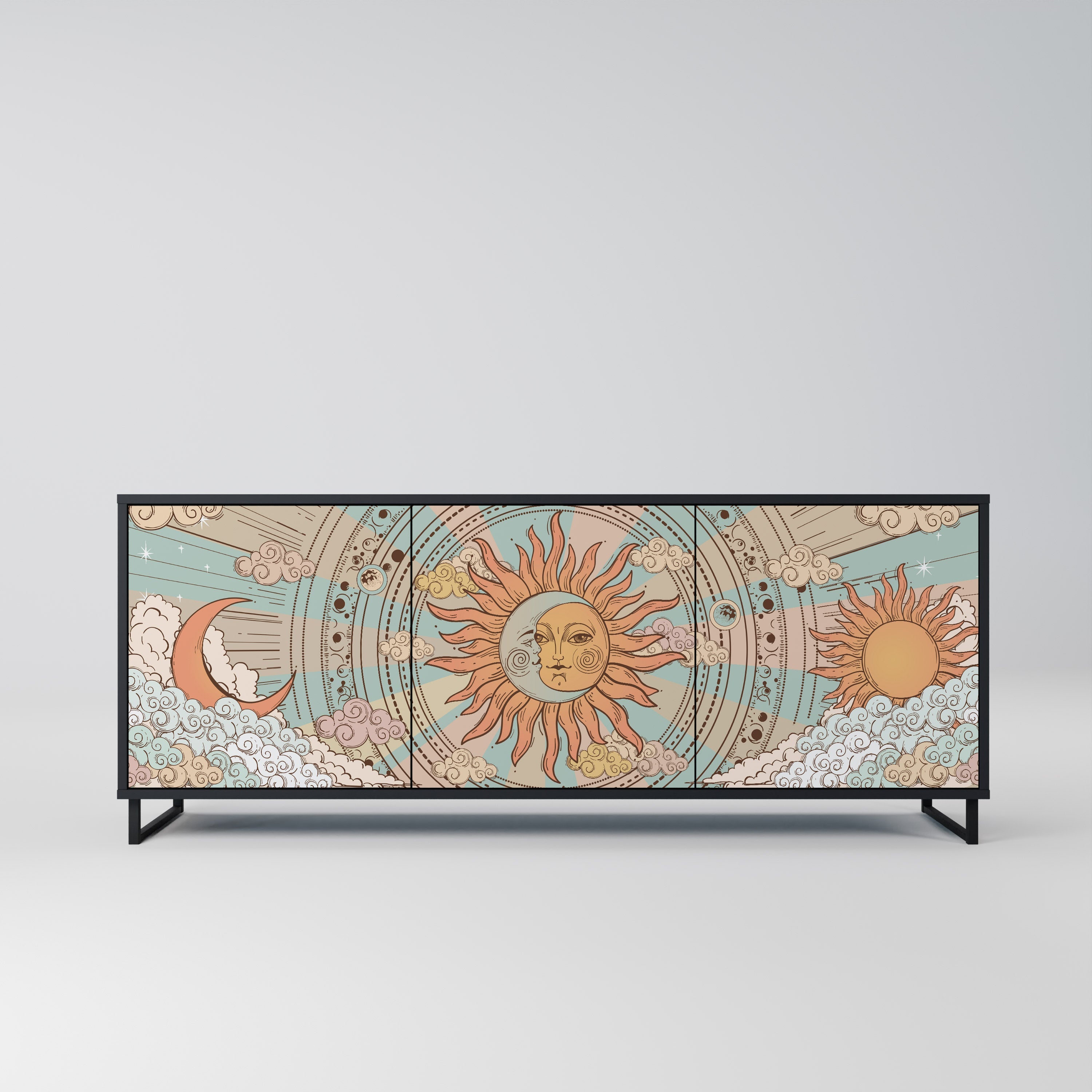 MYSTICAL STRUCTURE 3-türiges Sideboard in Schwarz