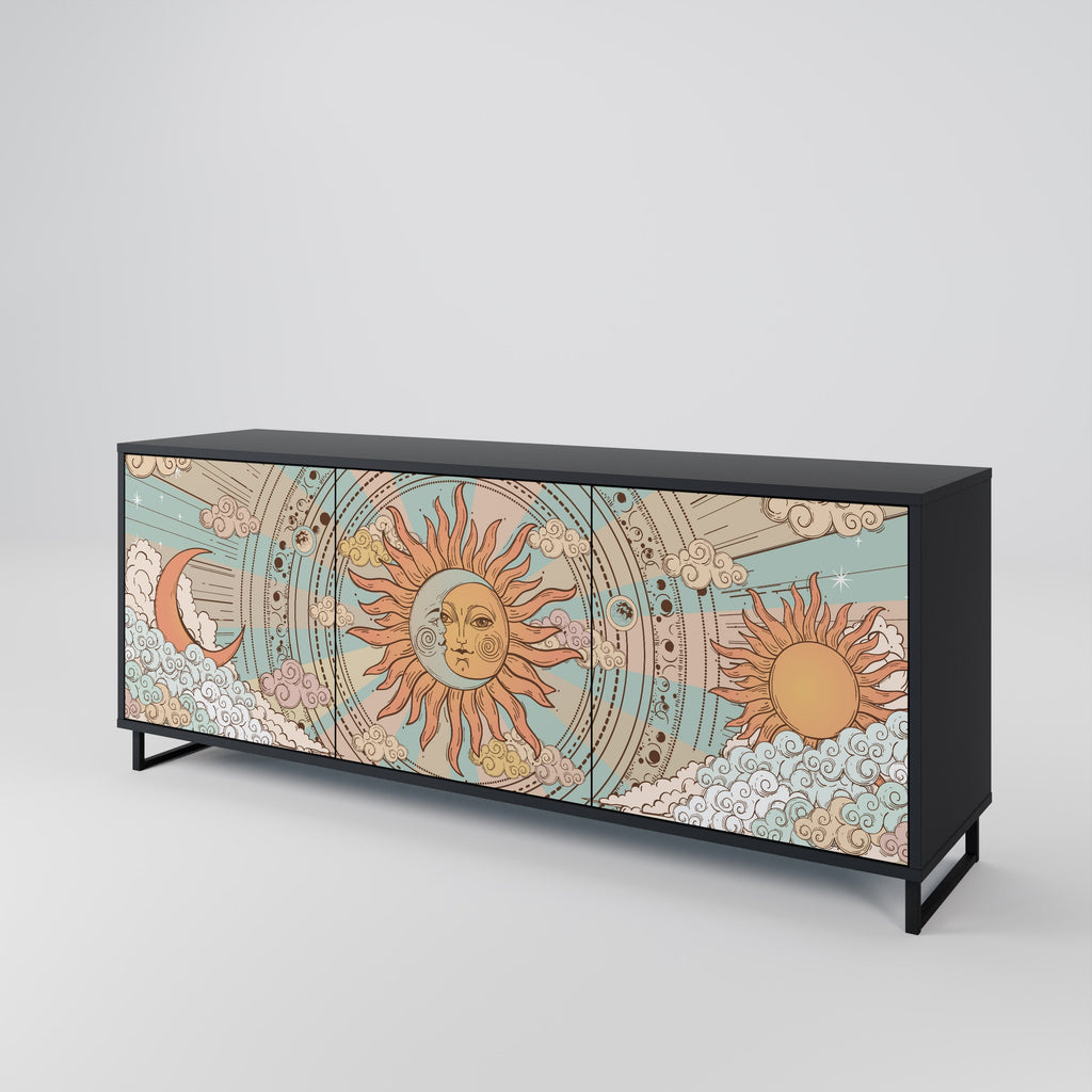 MYSTICAL STRUCTURE 3-türiges Sideboard in Schwarz