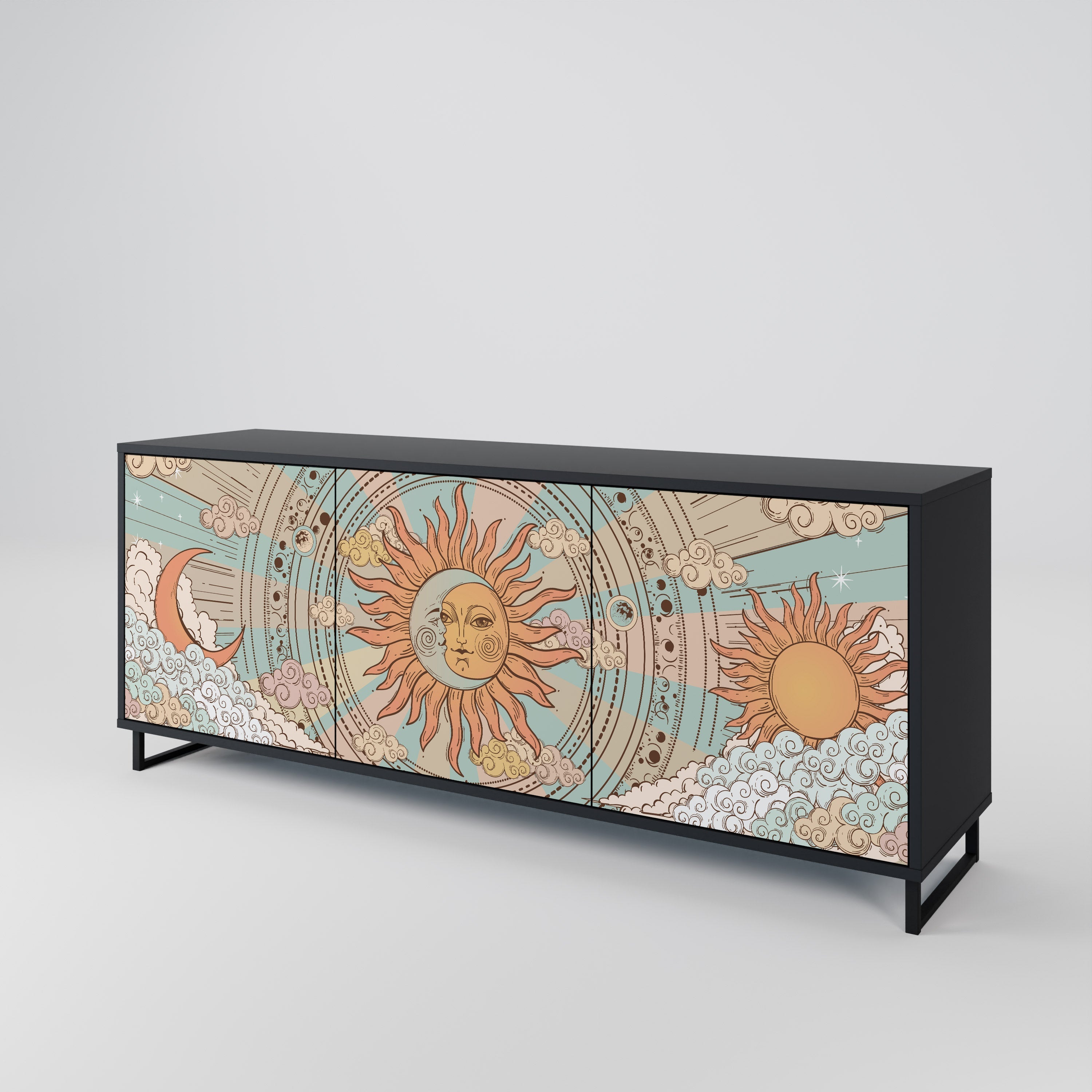 MYSTICAL STRUCTURE 3-türiges Sideboard in Schwarz