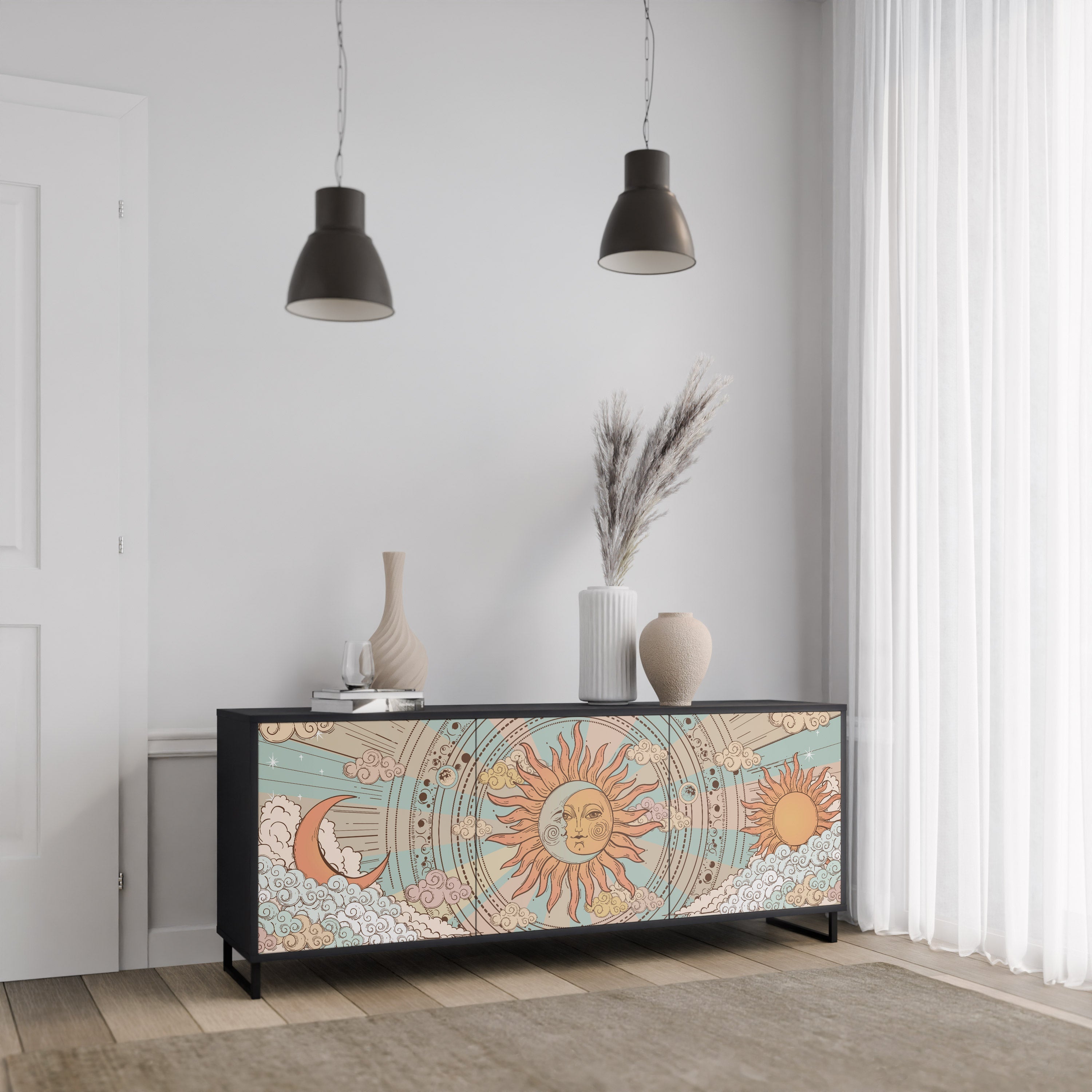 MYSTICAL STRUCTURE 3-türiges Sideboard in Schwarz