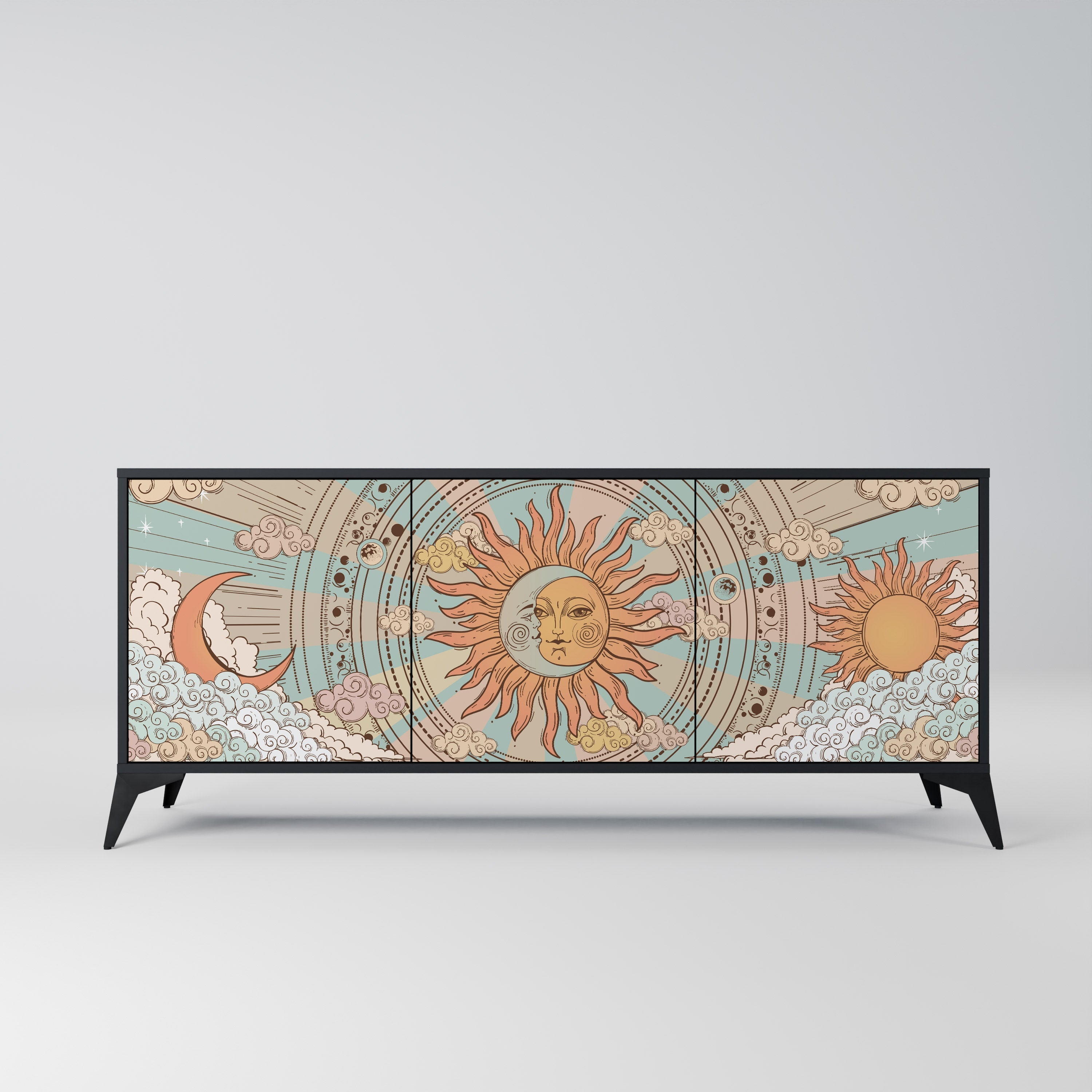 MYSTICAL STRUCTURE 3-türiges Sideboard in Schwarz