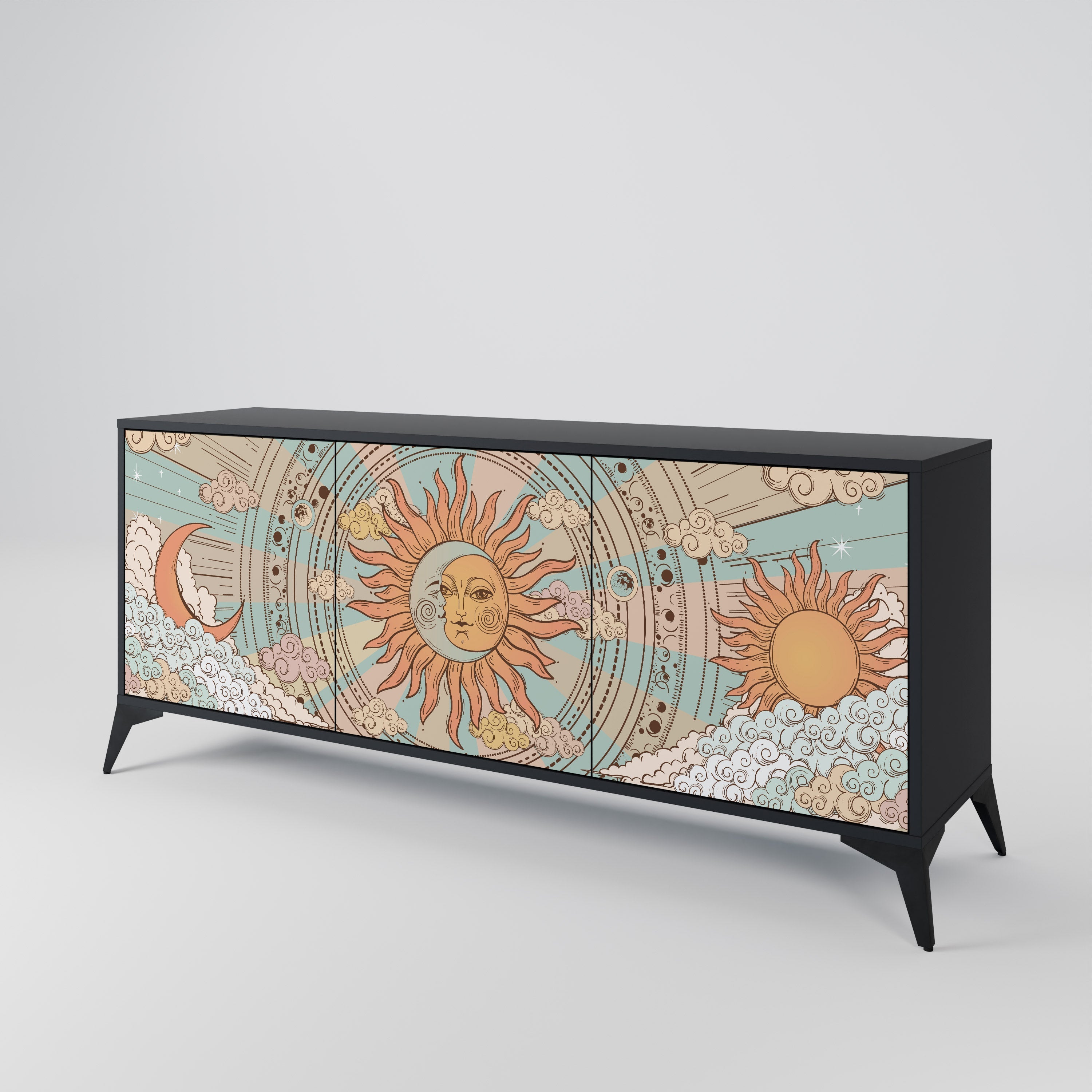 MYSTICAL STRUCTURE 3-türiges Sideboard in Schwarz