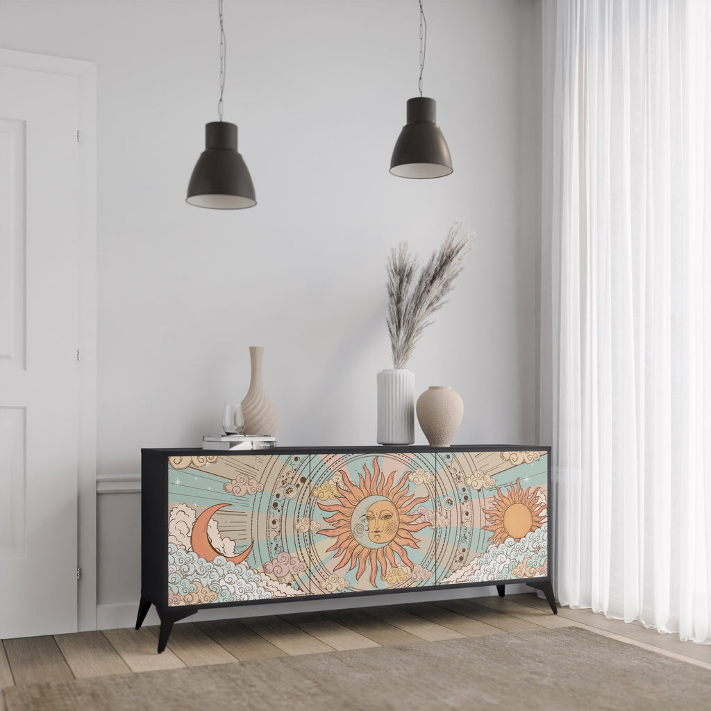 MYSTICAL STRUCTURE 3-türiges Sideboard in Schwarz