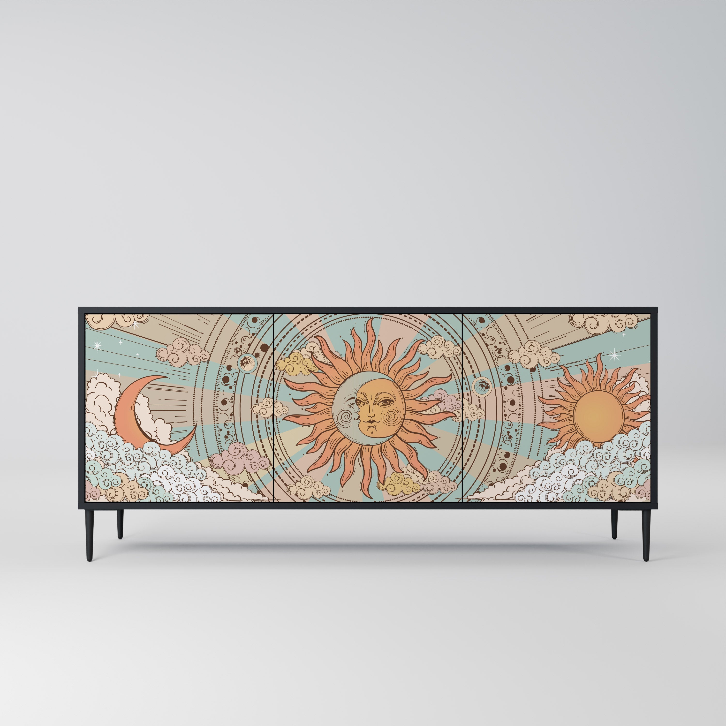 MYSTICAL STRUCTURE 3-türiges Sideboard in Schwarz