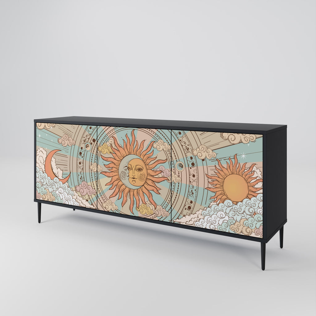 MYSTICAL STRUCTURE 3-türiges Sideboard in Schwarz