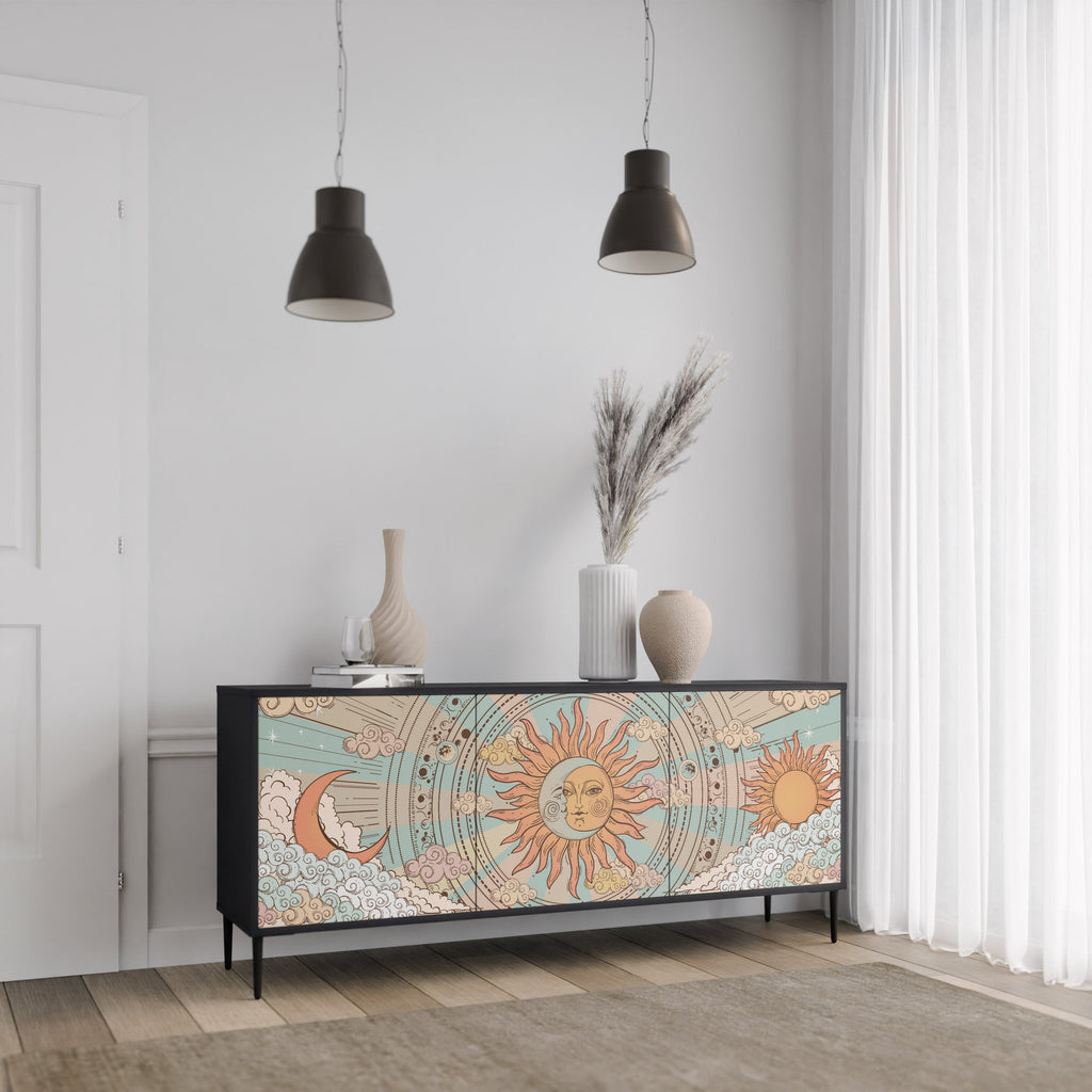 MYSTICAL STRUCTURE 3-türiges Sideboard in Schwarz