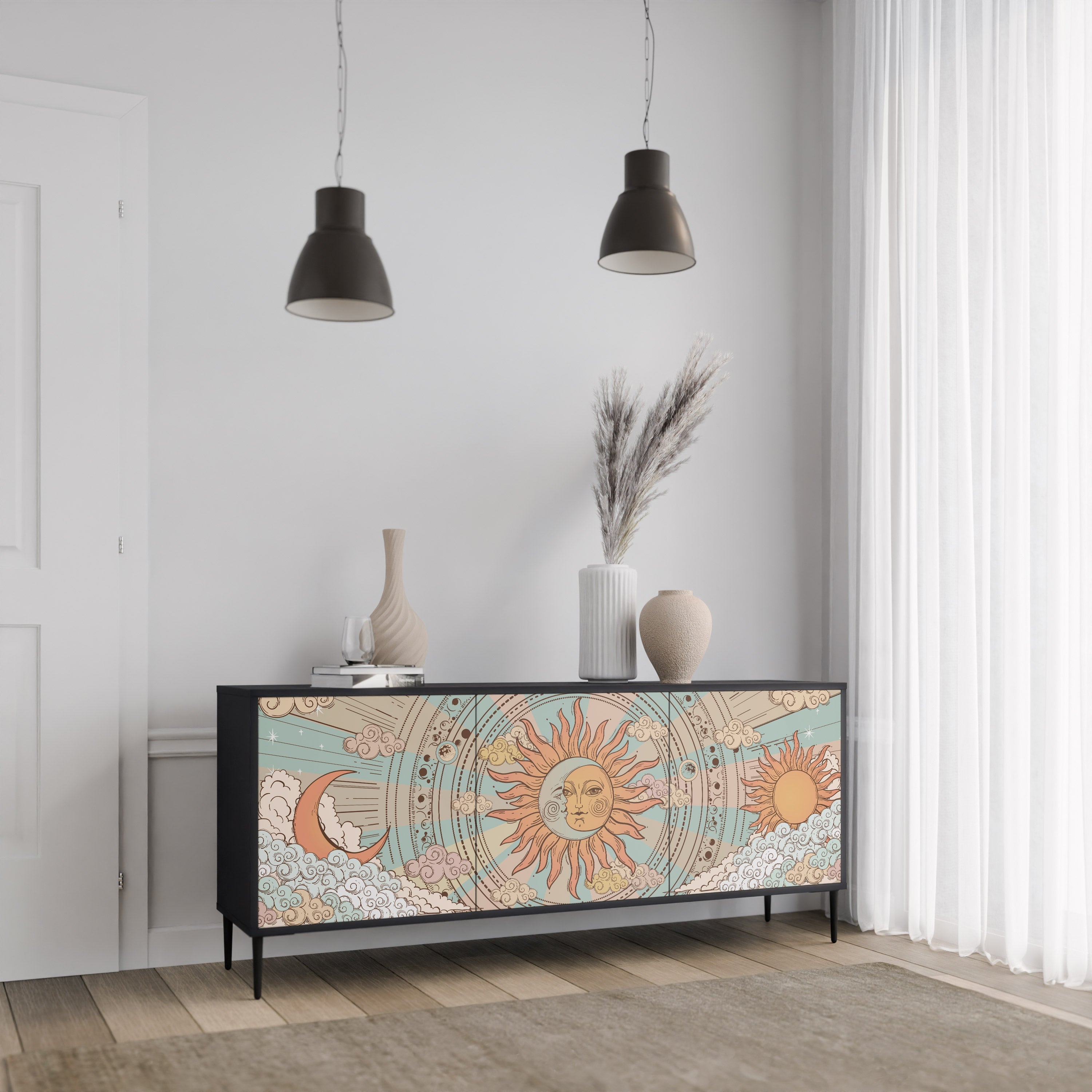 MYSTICAL STRUCTURE 3-türiges Sideboard in Schwarz