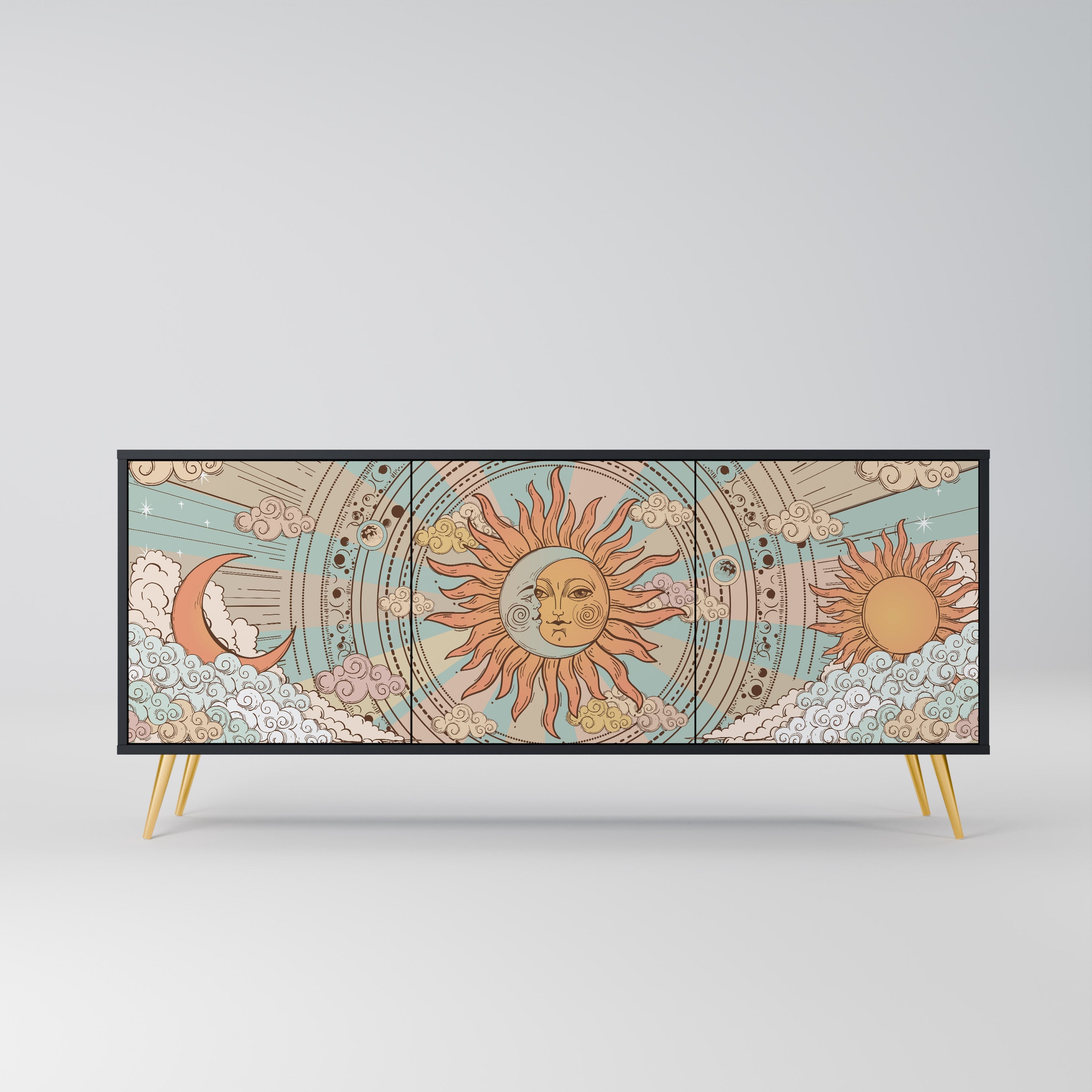 MYSTICAL STRUCTURE 3-türiges Sideboard in Schwarz
