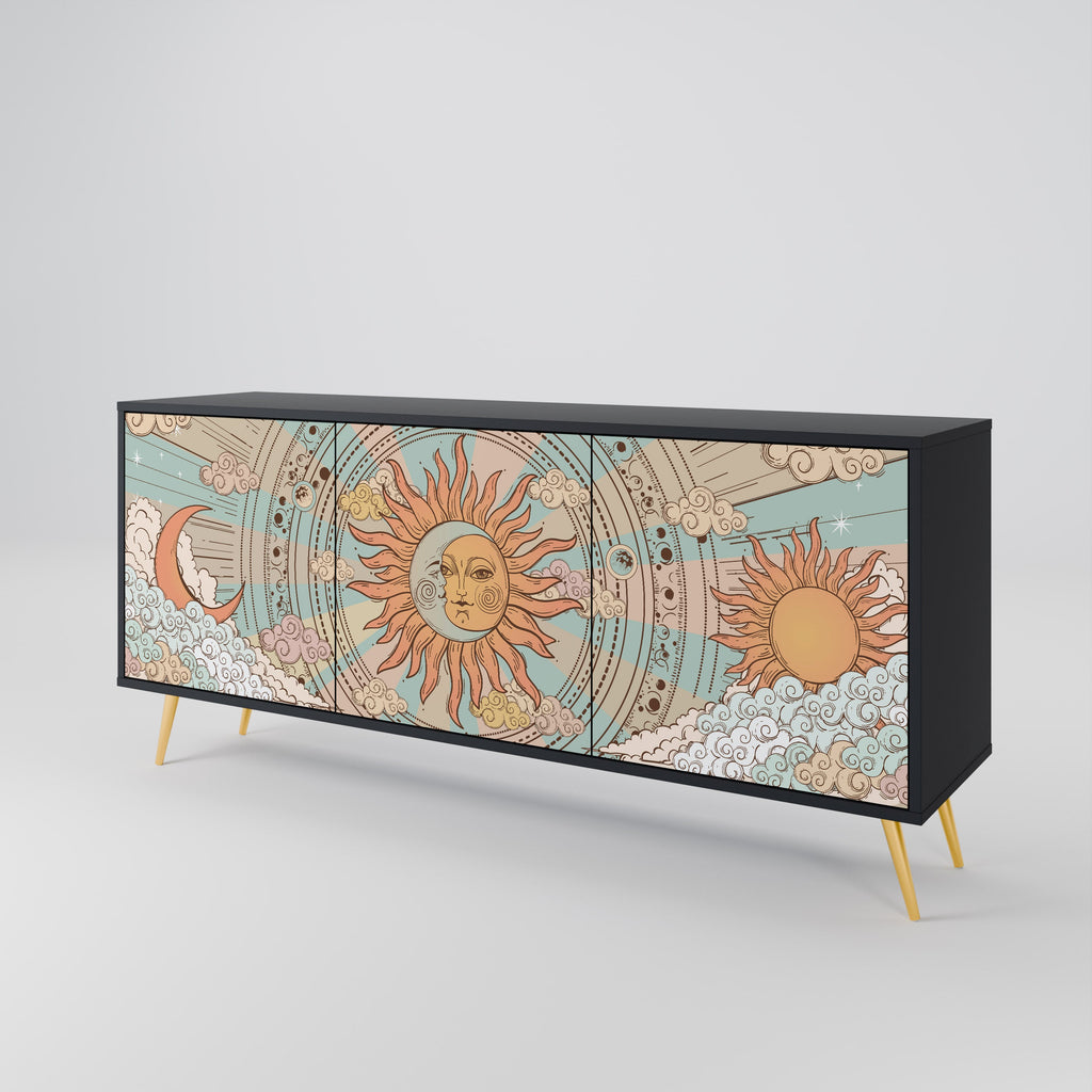MYSTICAL STRUCTURE 3-türiges Sideboard in Schwarz