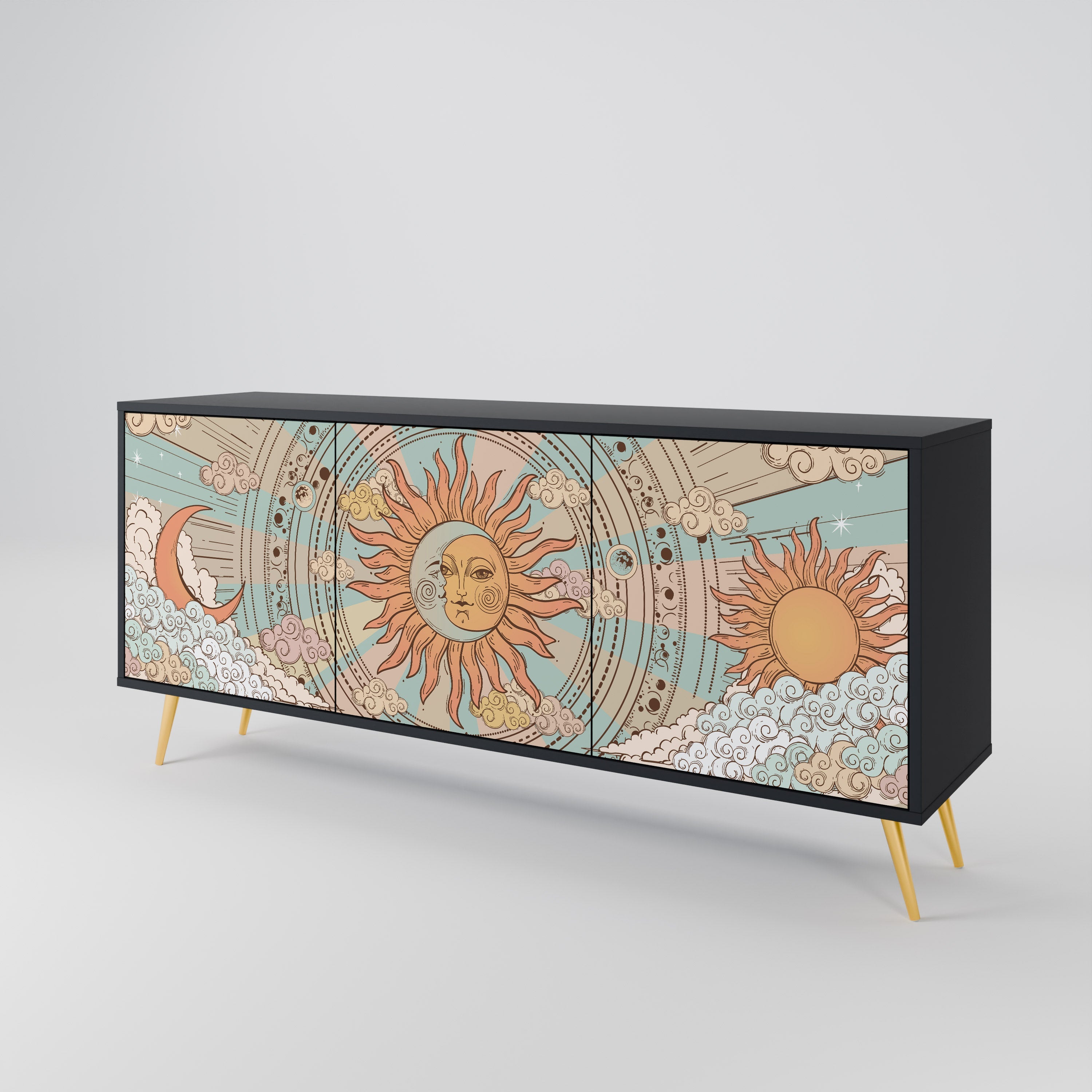 MYSTICAL STRUCTURE 3-türiges Sideboard in Schwarz