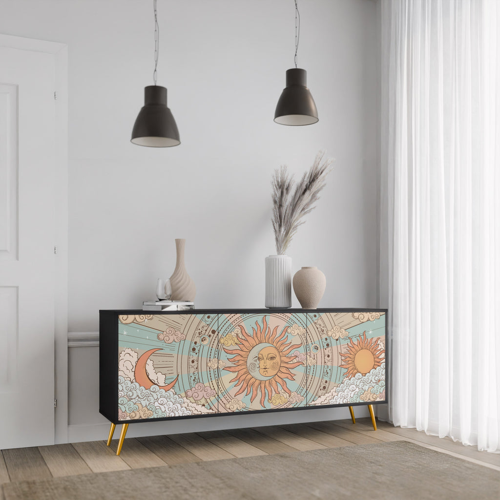 MYSTICAL STRUCTURE 3-türiges Sideboard in Schwarz
