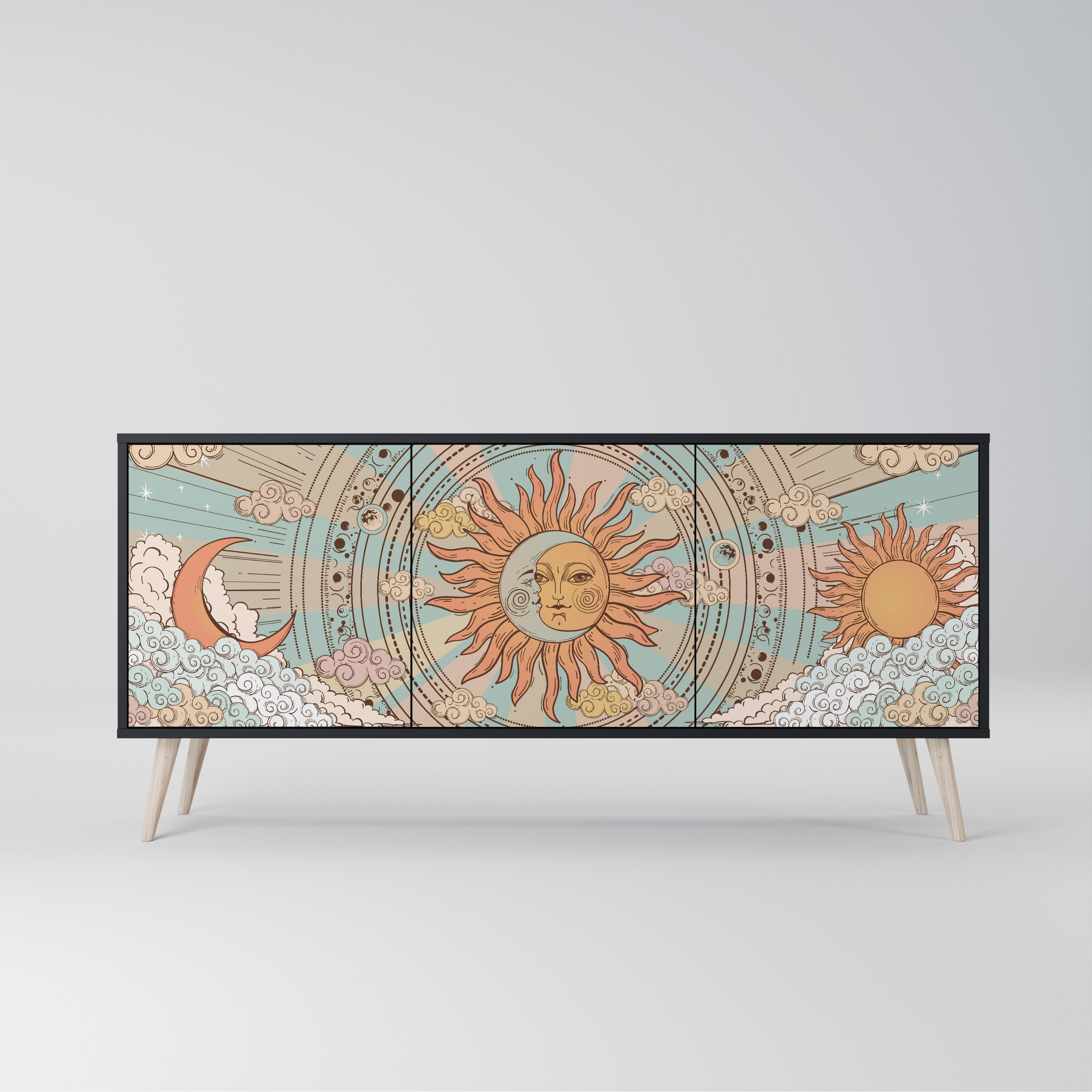 MYSTICAL STRUCTURE 3-türiges Sideboard in Schwarz