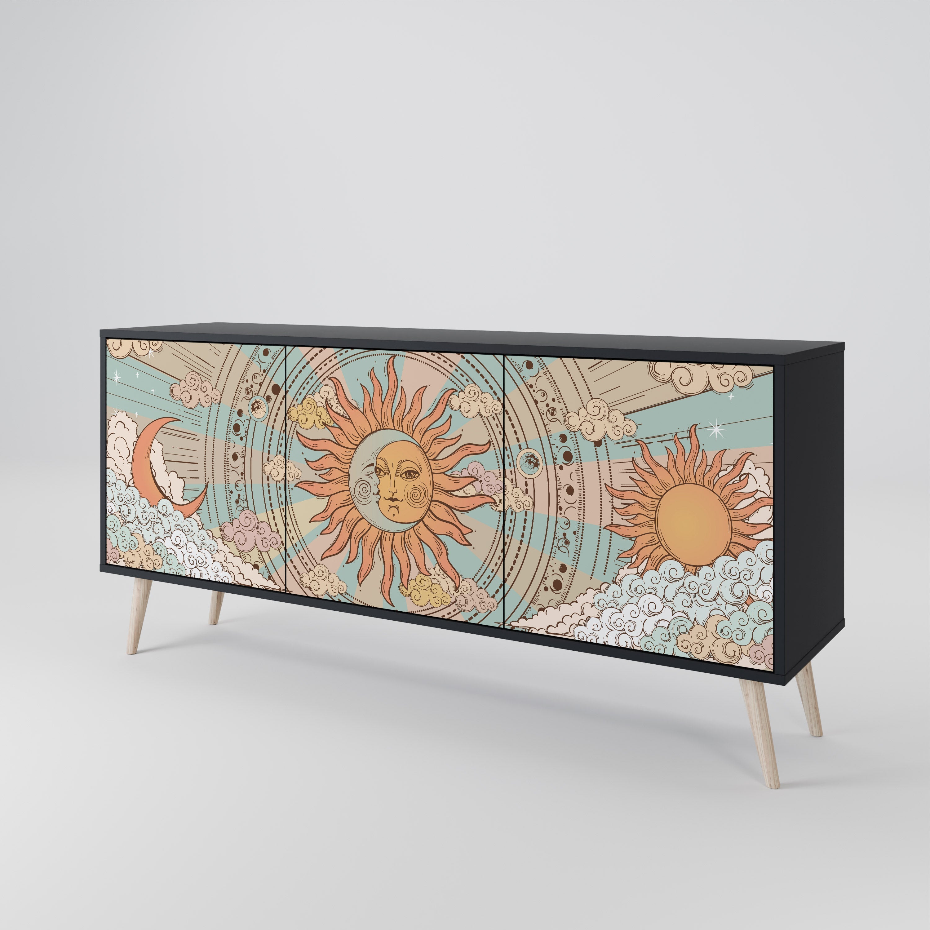 MYSTICAL STRUCTURE 3-türiges Sideboard in Schwarz
