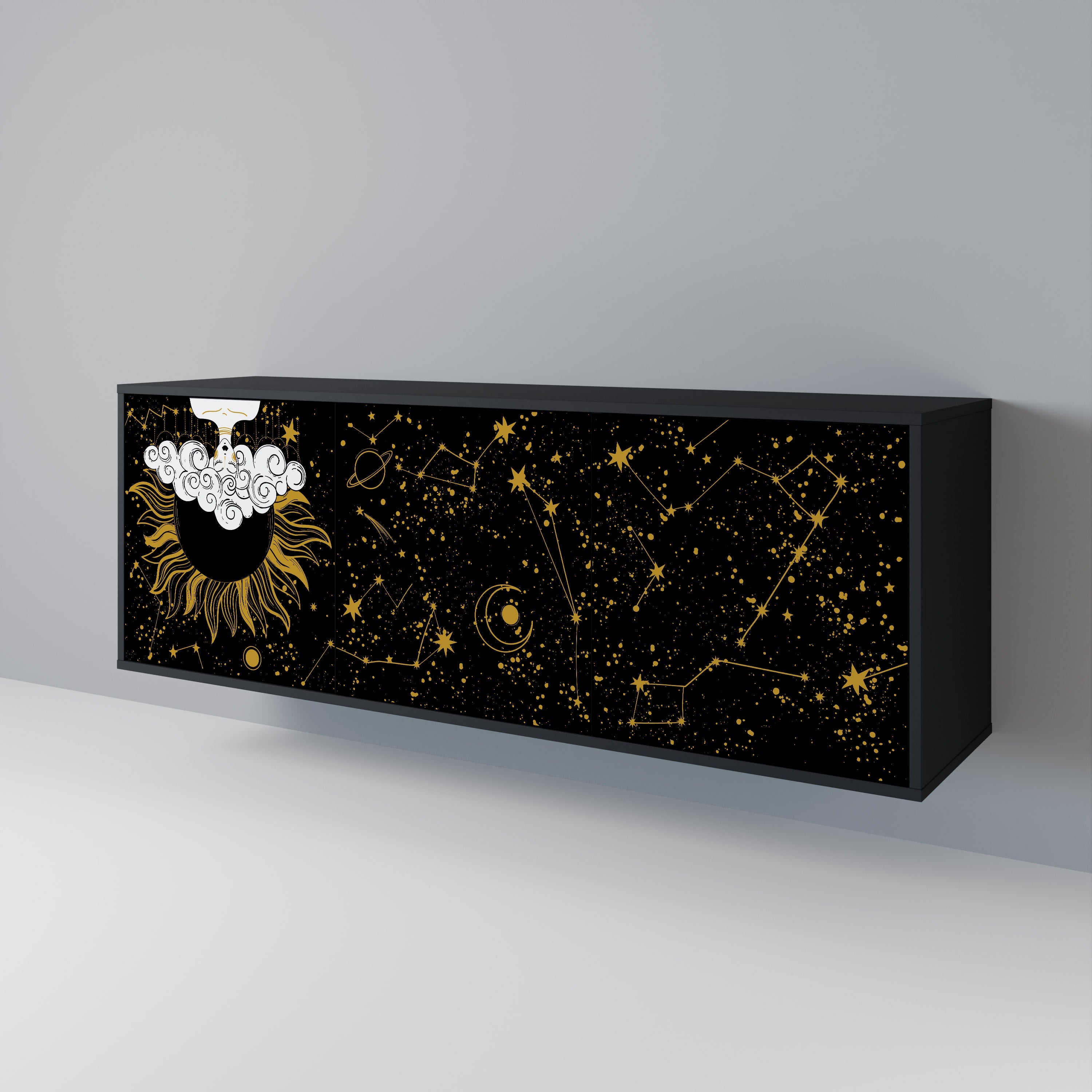 STELLAR CONSTELLATIONS 3-türiges Sideboard in Schwarz
