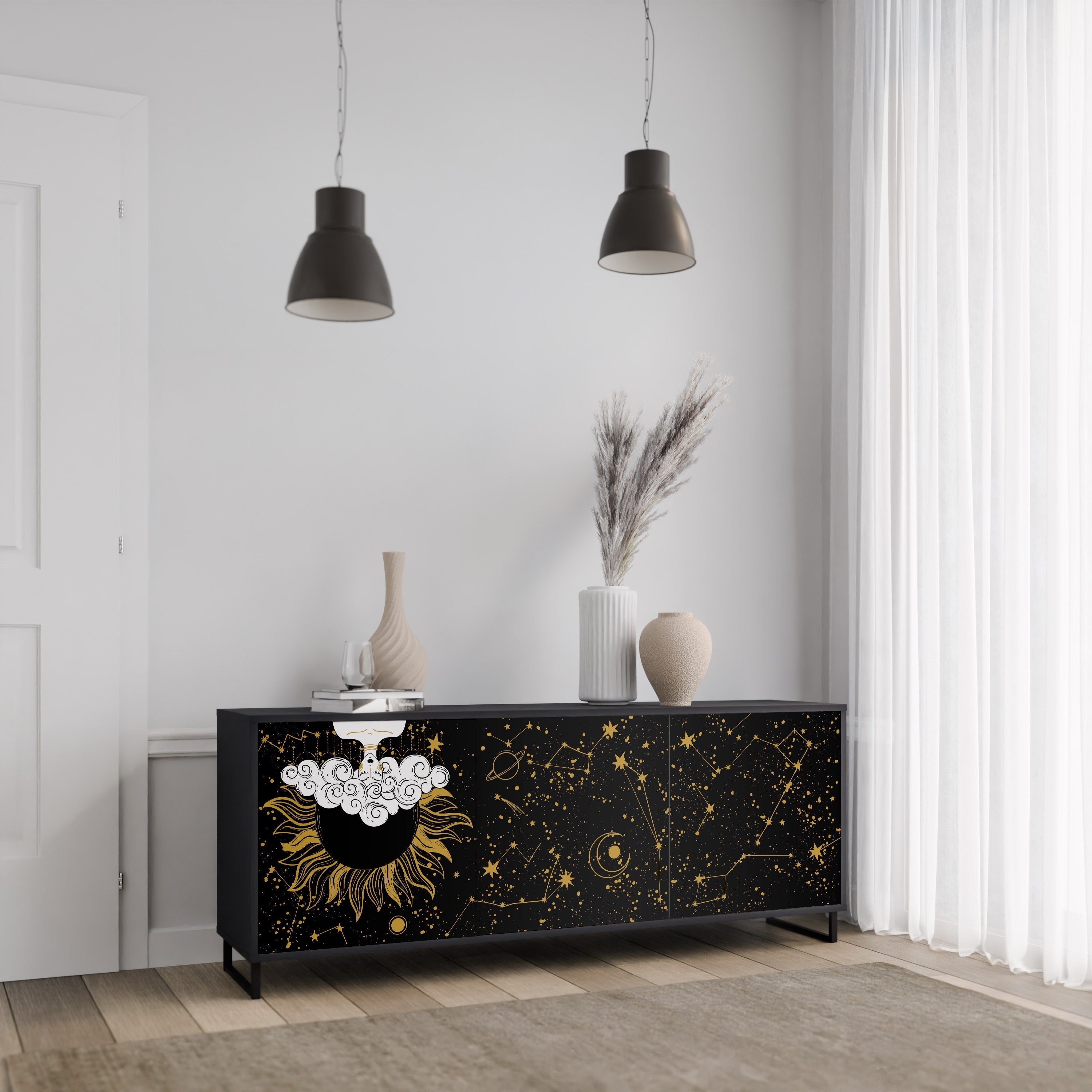 STELLAR CONSTELLATIONS 3-türiges Sideboard in Schwarz