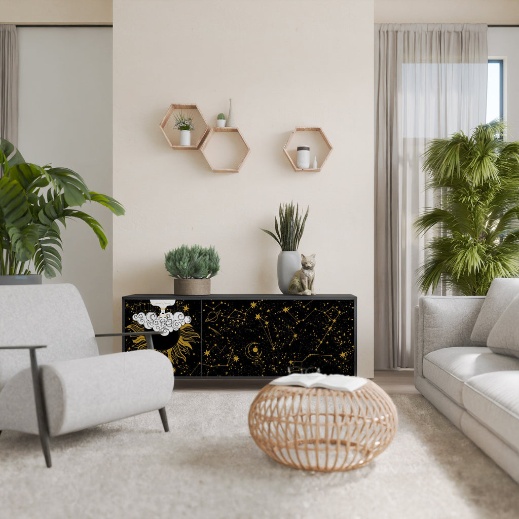 STELLAR CONSTELLATIONS 3-türiges Sideboard in Schwarz